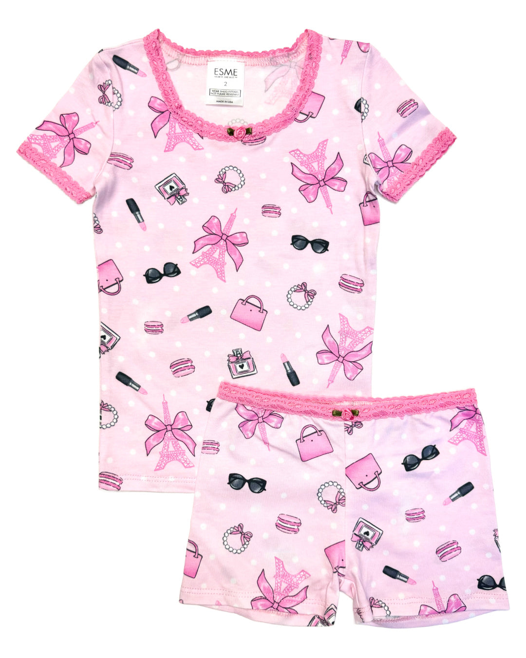 Paris Summer Short Sleeve Top & Shorts Set - Women's Fashion Outfit for Beach, Vacation, and Casual Wear