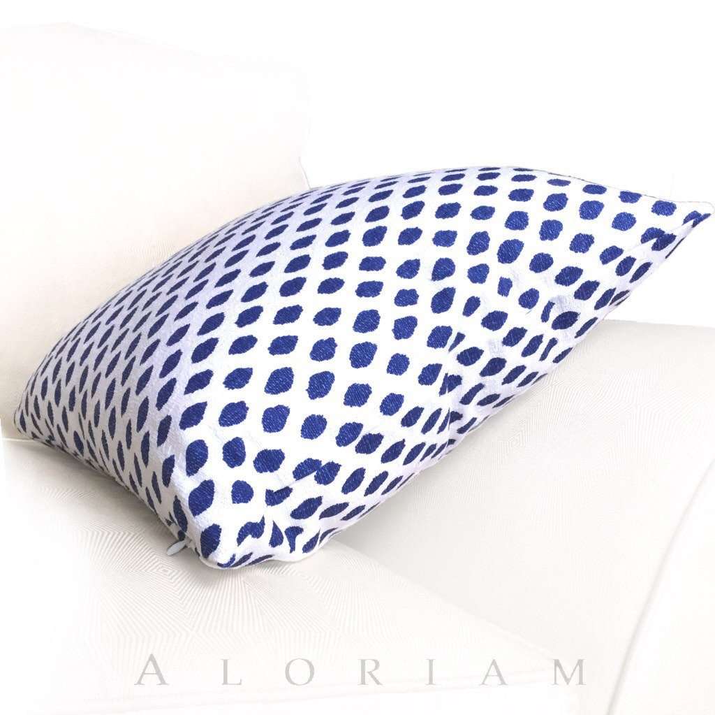 Blue and White Cotton Ikat Throw Pillow Cover - Sahara Collection by Lacefield Designs - Boho Home Decor for Living Room, Bedroom & Sofa