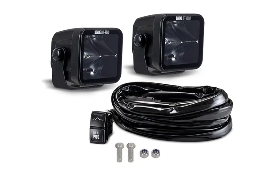 Borne Off Road Light Pod Kit - 3x3 Spot LED Lights for Trucks, Jeeps & ATVs - Durable Off-Road Lighting for Night Driving & Outdoor Adventures