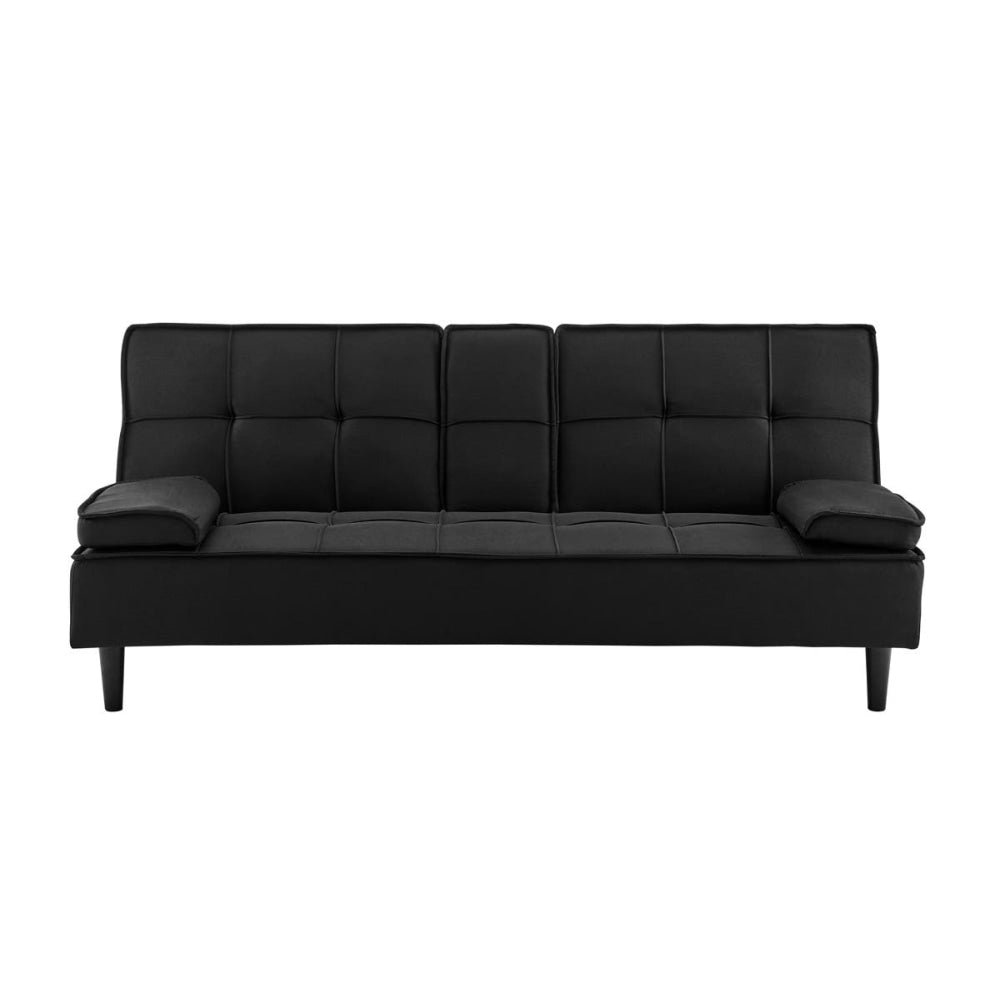 Alpine 3-Seater Modern Fabric Sofa Bed in Black - Convertible Sleeper Sofa for Small Spaces, Living Room & Guest Room Furniture