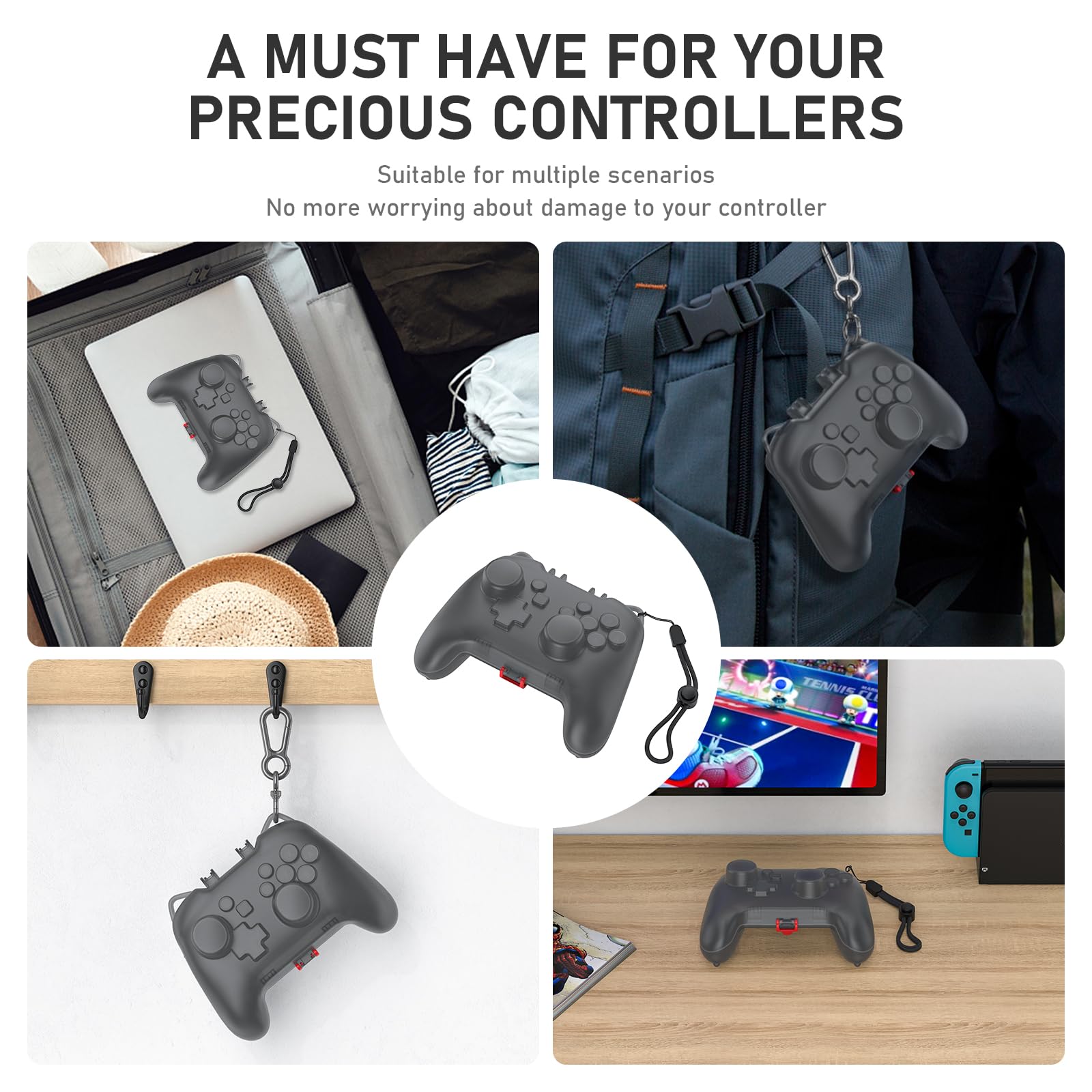 Premium Protective Case for Nintendo Switch Pro Controller - Durable Travel Carrying Storage Bag with Remote Holder - Ideal for Gaming Accessories, Travel & Home Storage