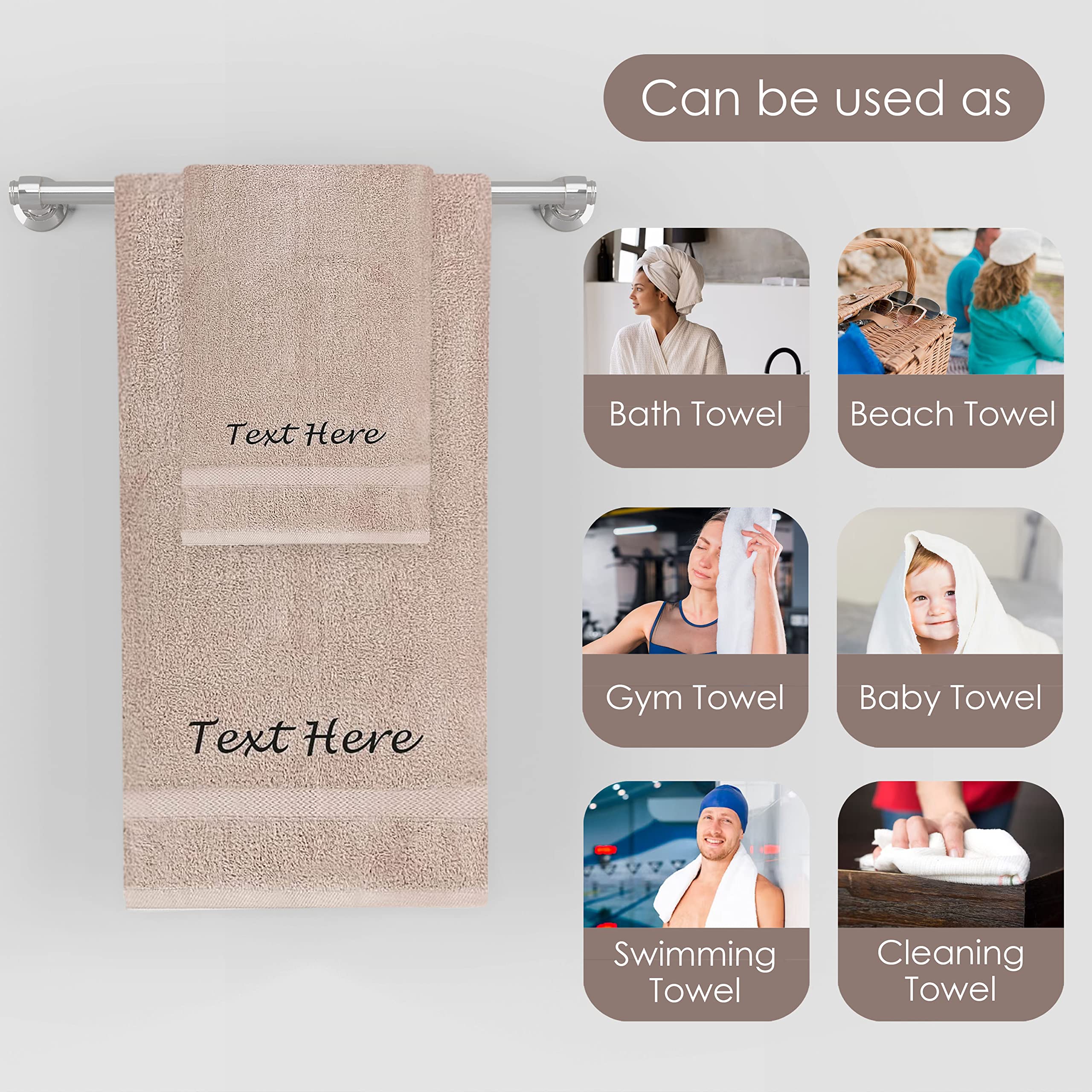 Premium 3-Piece Turkish Cotton Towel Set - Ultra Soft & Highly Absorbent Bath, Hand & Washcloth Towels for Spa, Gym, Pool & Hotel Use - Luxury Brown Bathroom Towel Collection - Perfect for Home, Travel & Gift Giving
