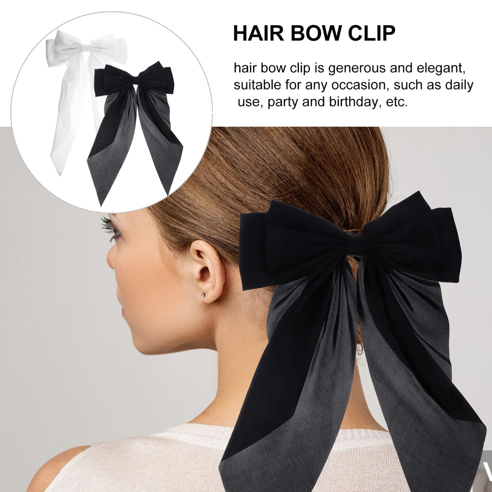 EXCLUZO 2-Pack Large Satin Layered Hair Bows with Barrettes - Elegant Hair Clips for Women & Girls - Perfect for Weddings, Parties, and Everyday Fashion Accessories