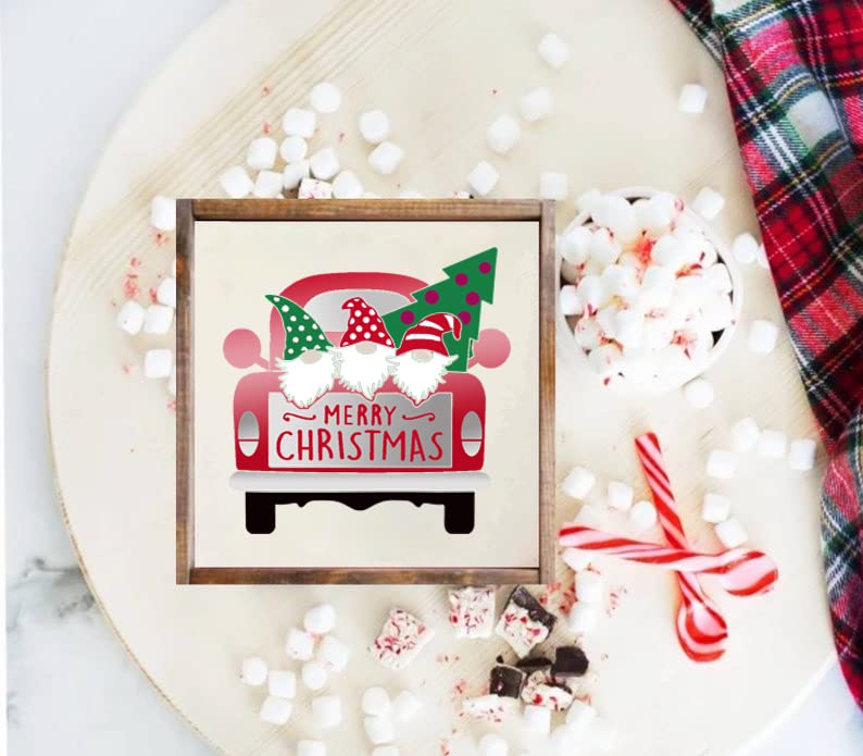 DGAGA Reusable Self-Adhesive Silk Screen Stencils - Santa Car Design for DIY Wood Signs, Fabric Painting, Home Decor & Chalk Paste Art | Perfect for Holiday Crafts, Wall Decor & Custom Gift Making