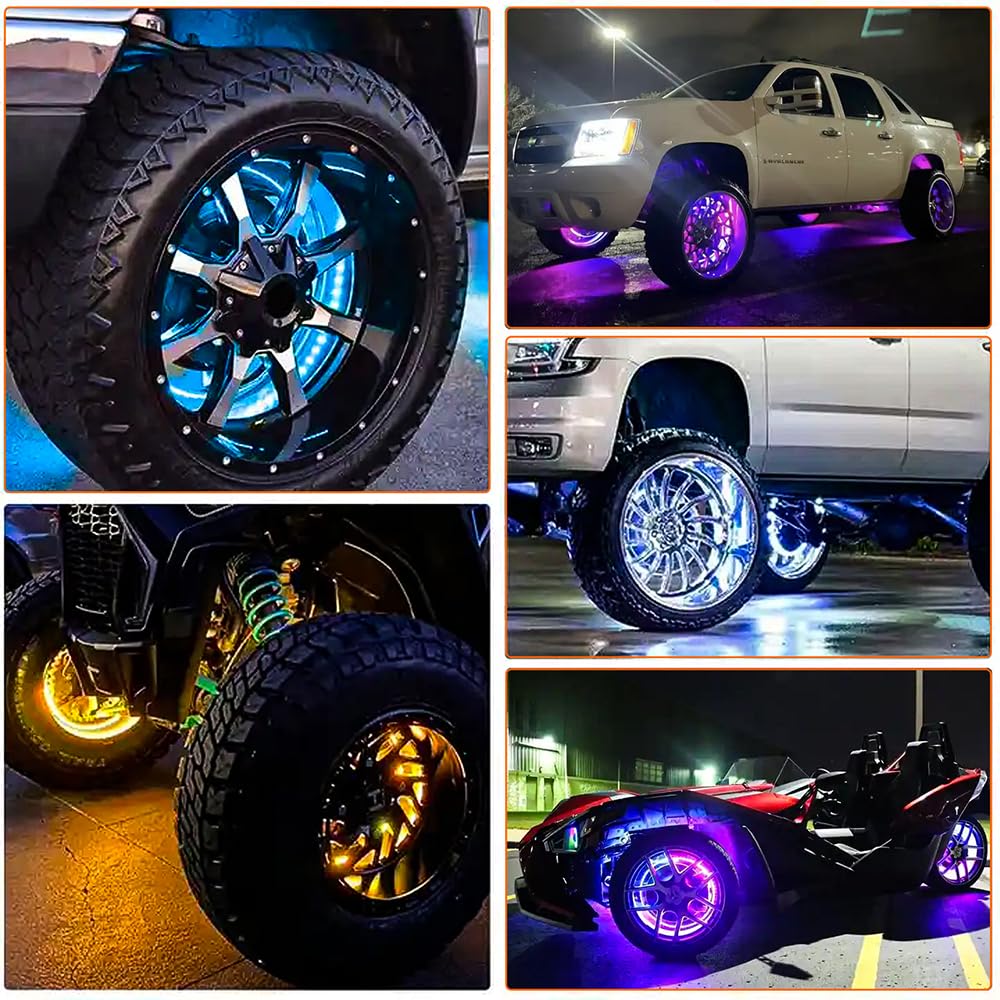 17 Inch LED Wheel Rim Lights for Trucks & Cars - Double Rows Illuminated Tire Ring Kit (Fits 21-28