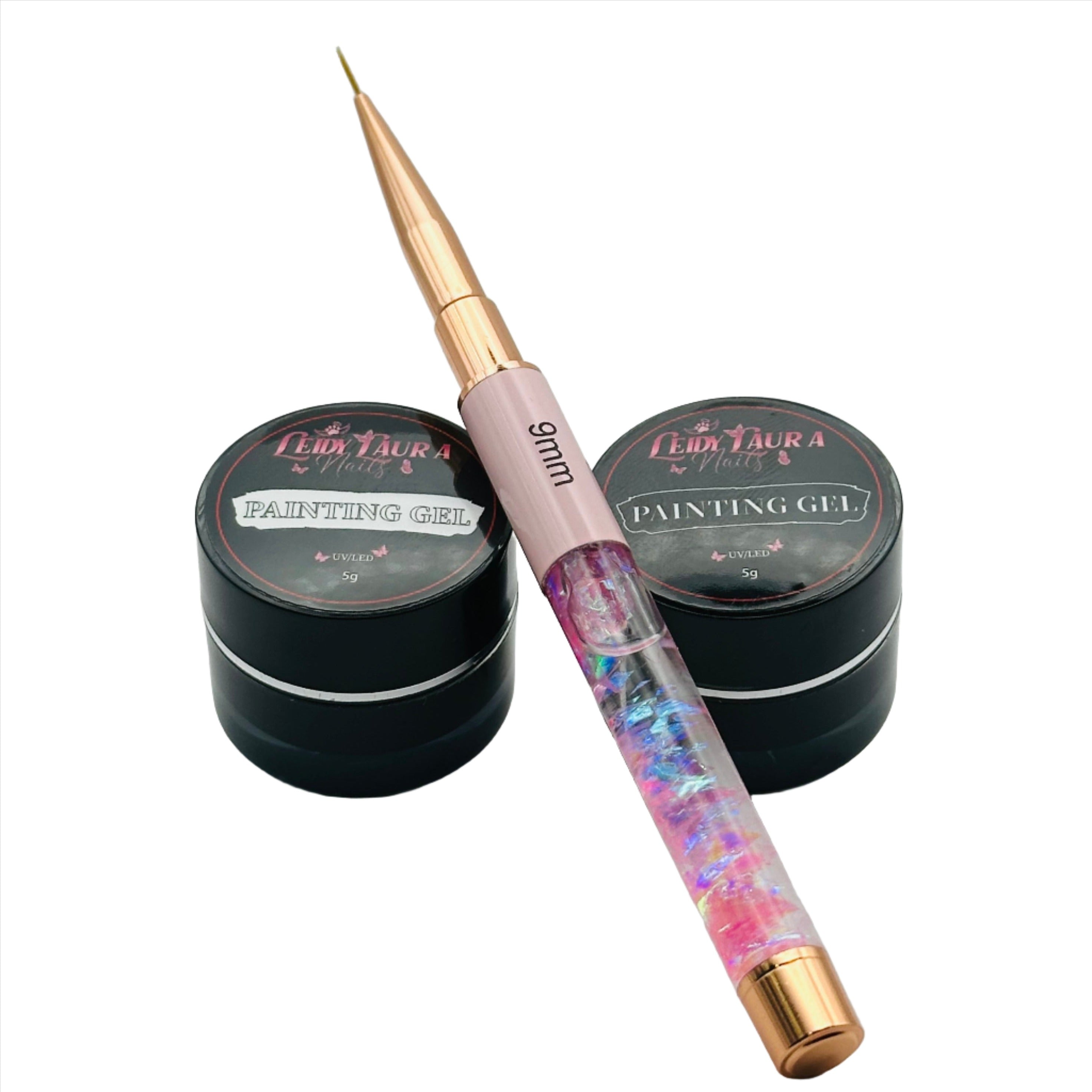 Black & White Painting Gel with 9mm Liner Brush - Professional Nail Art Design Kit for Salon & Home Manicure