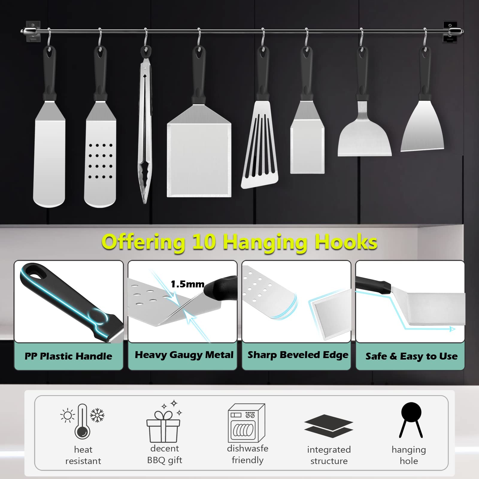 **HaSteeL 25-Piece Stainless Steel Griddle Accessories Kit – Heavy Duty Teppanyaki Tools Set with Metal Spatulas, Melting Domes & Burger Press – Perfect for Flat Top Grilling, Camping, Outdoor BBQ & Home Cooking – Easy to Clean & Durable**
