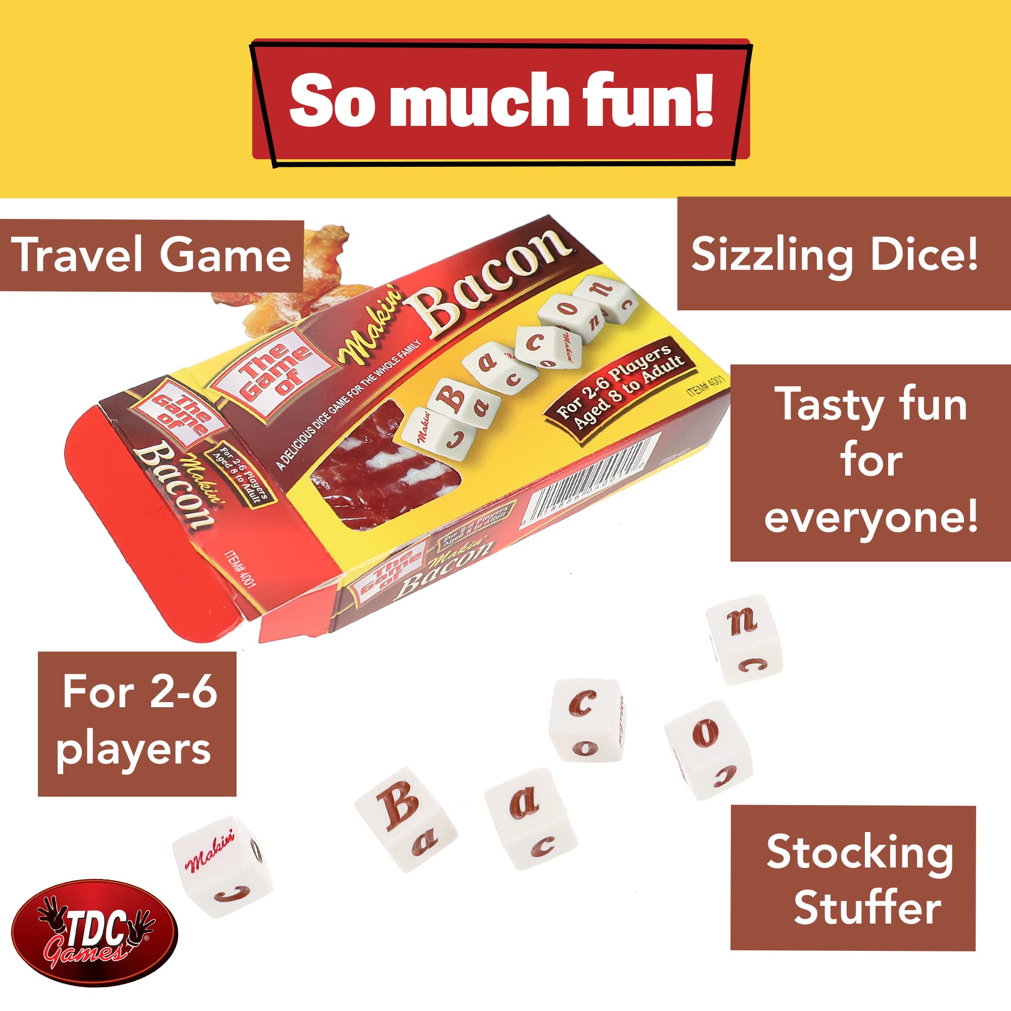 **Makin' Bacon Dice Game - Fun Family Board Game for Adults & Kids - Perfect for Parties, Game Nights & Travel**