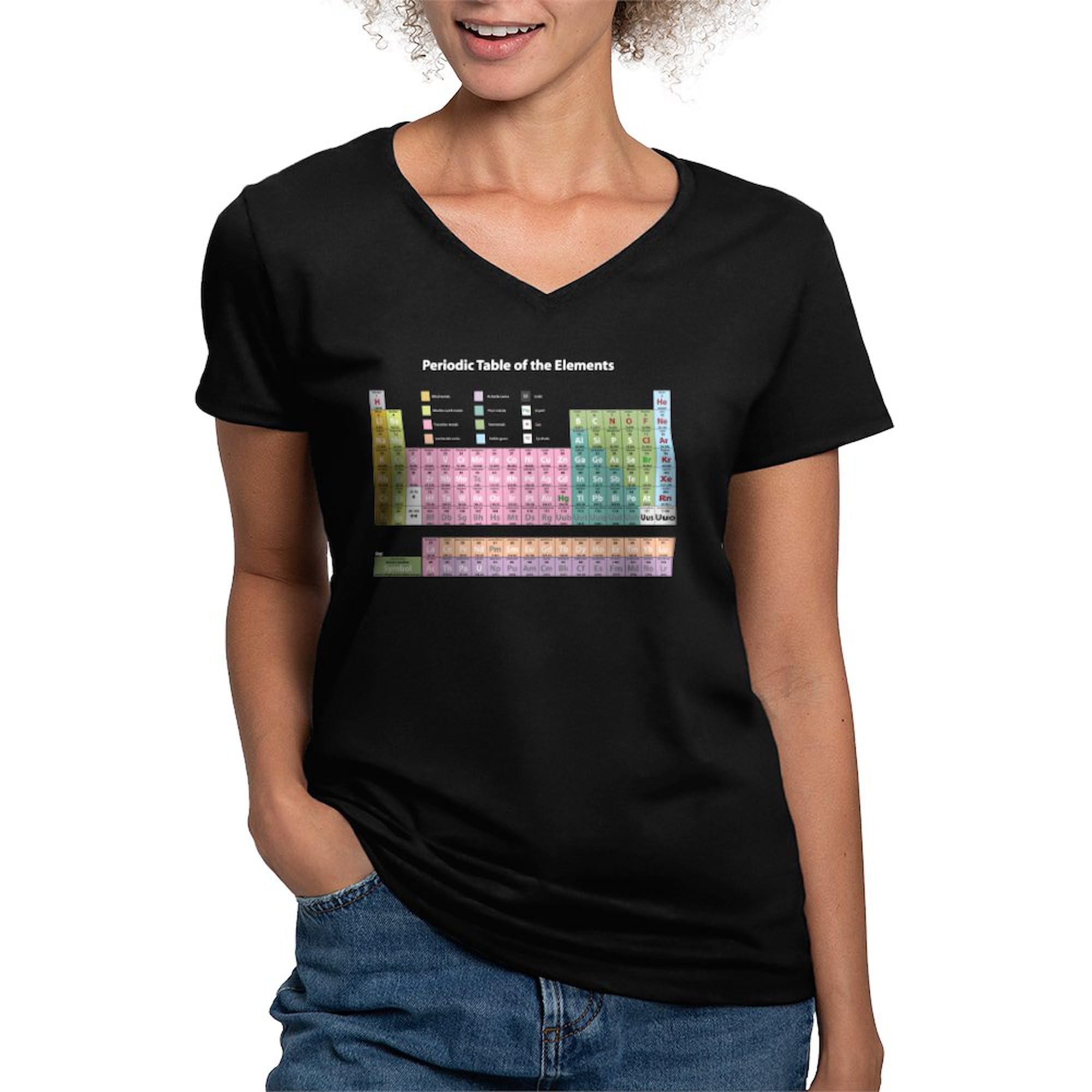 Periodic Table T-Shirt for Women - Soft Cotton V-Neck Science Tee - Perfect for Chemistry Class, Science Fair & Nerdy Gift