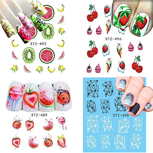 WorldCare® 12-Piece Summer Fruit Cake Lace Water Transfer Nail Stickers - Harajuku Style Nail Art Decals for Manicure & DIY Nail Decor (Perfect for Summer Nails, Parties & Gift Ideas)