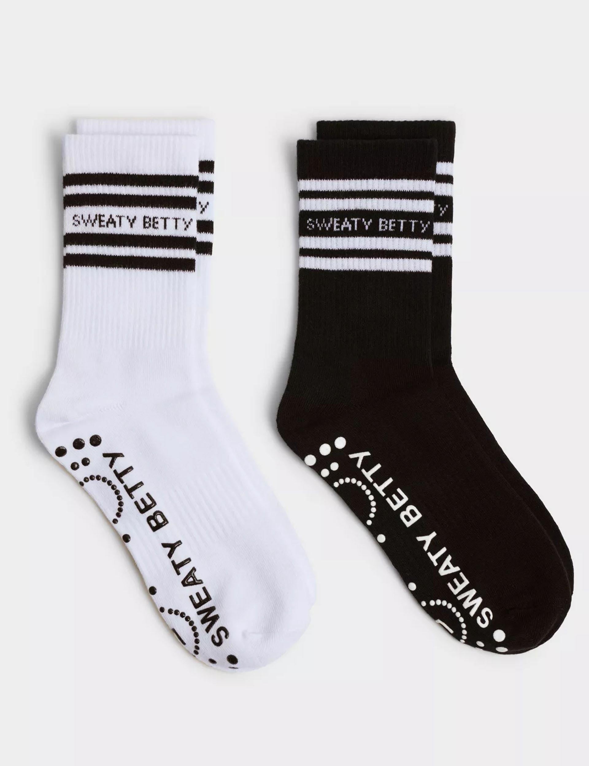 Mid Length Ankle Gripper Socks 2-Pack - Non-Slip Athletic Socks for Women & Men - Perfect for Running, Yoga, and Everyday Wear - White