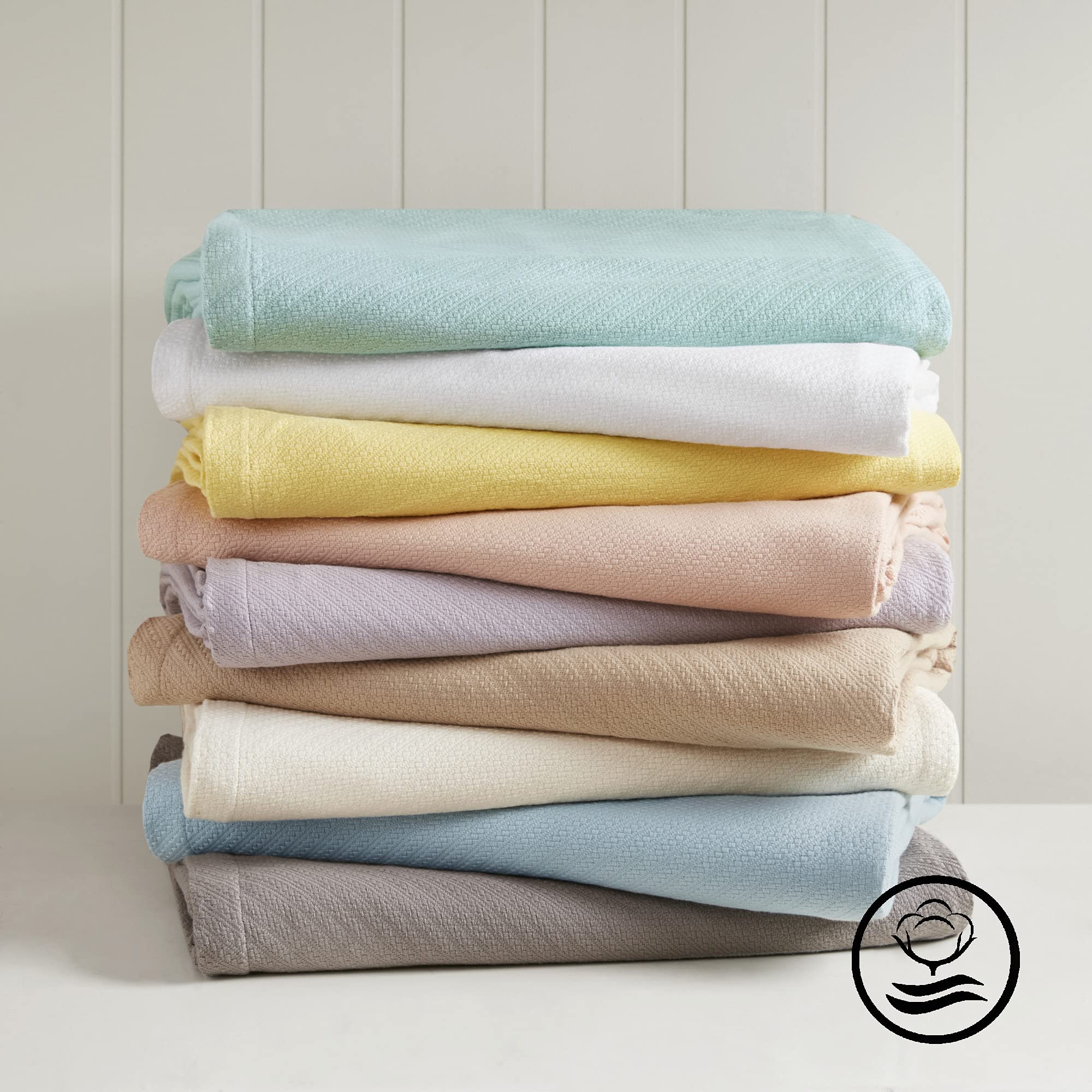 Madison Park BL51N-0675 Premium Soft 100% Ring Spun Cotton Luxury Blanket - Ultra Cozy Twin Size for Bed, Couch & Sofa - Breathable & Lightweight Linen Blanket for All-Season Comfort, Home Decor & Gift Giving