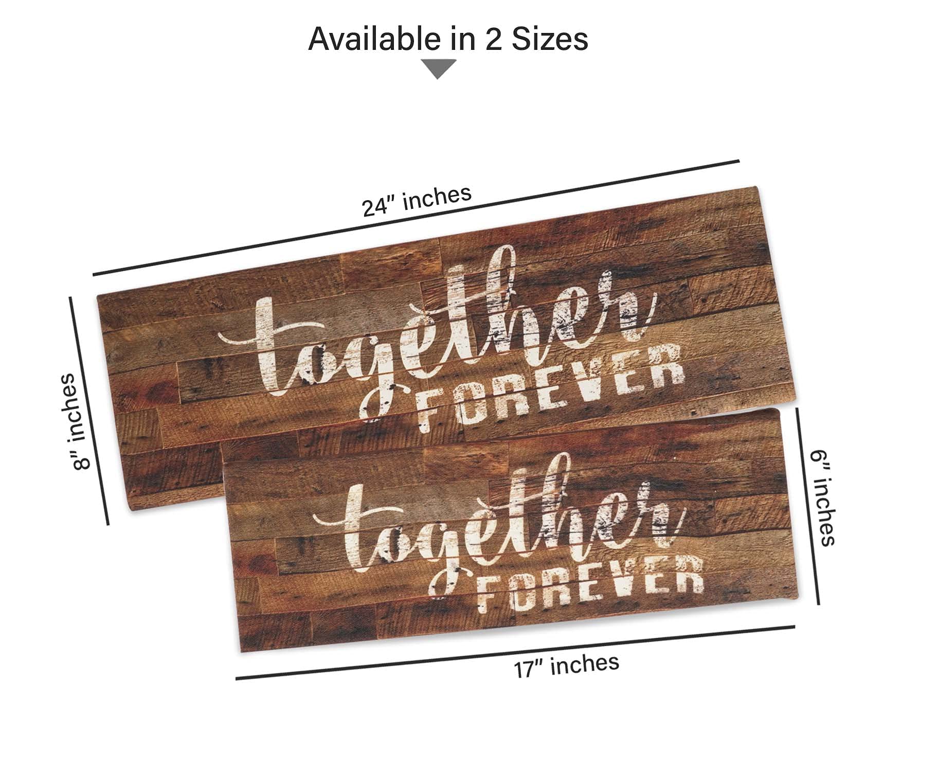 Together Forever Rustic Wall Art Sign - 8x24 Stretched Canvas Farmhouse Decor with Inspirational Quotes - Perfect for Living Room, Bedroom & Home Office Decor