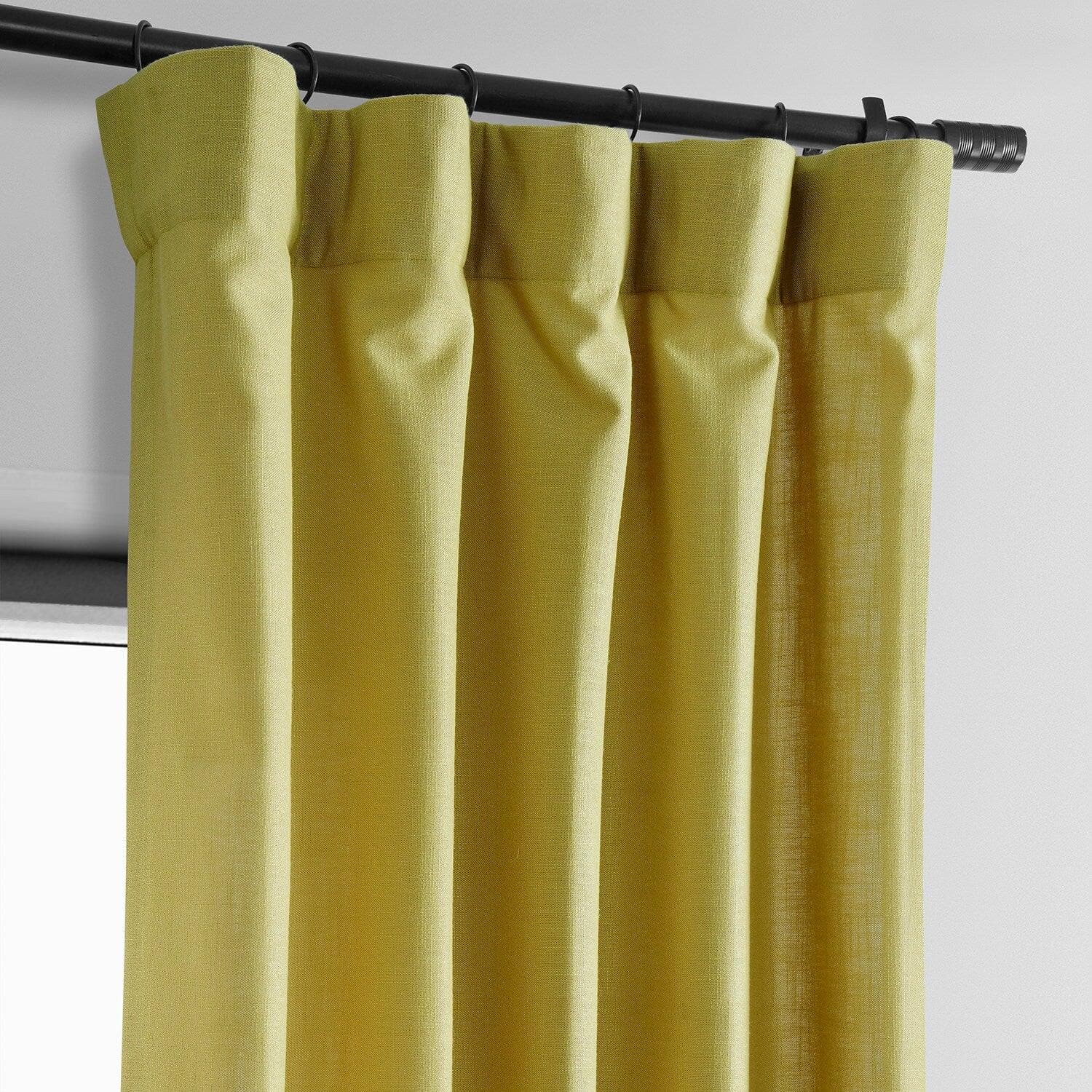 Ochre Classic Faux Linen Curtains - Elegant Window Drapes for Living Room & Bedroom | Light Filtering & Privacy Sheer Panels