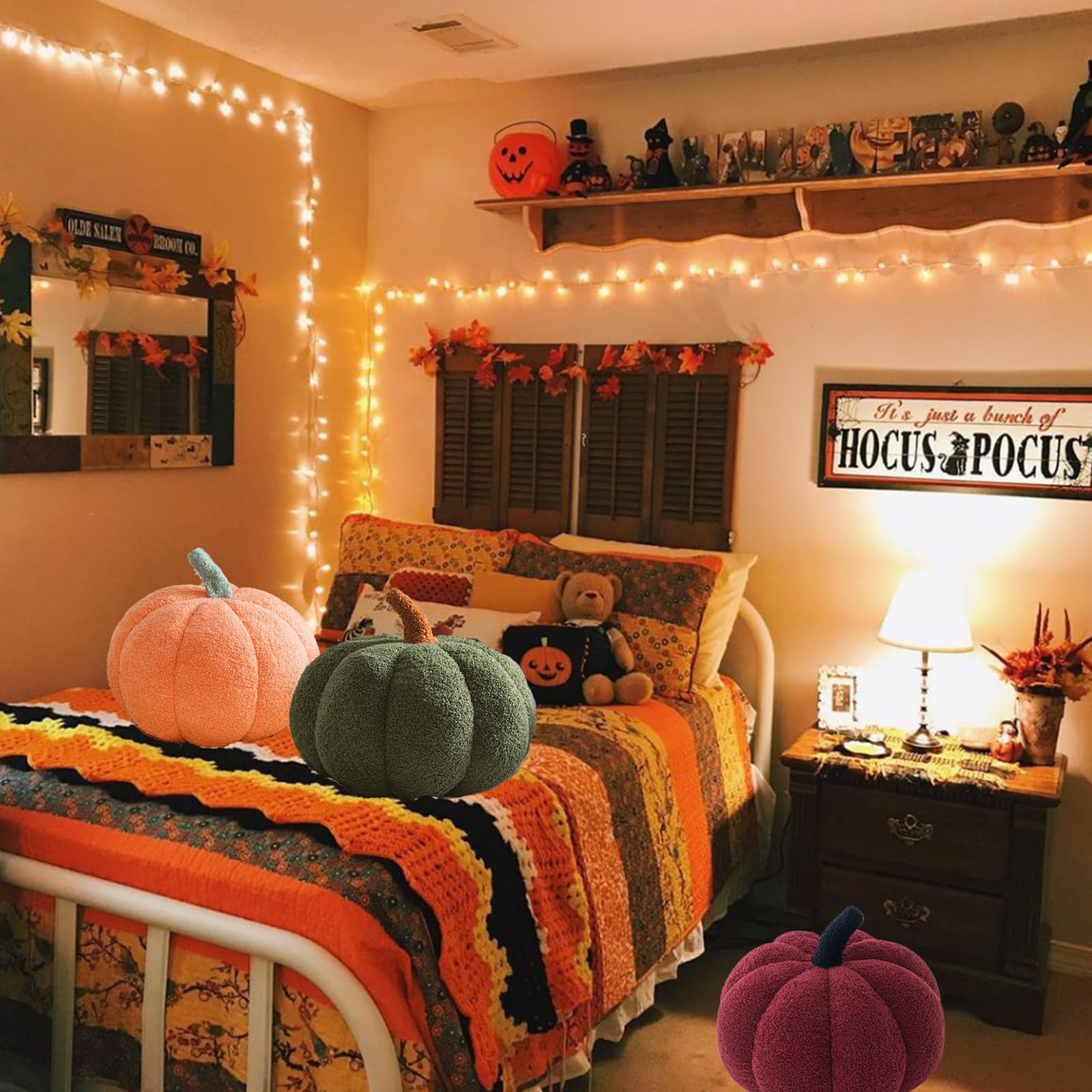 Halloween Pumpkin Pillow - Soft Fluffy Plush Throw Pillow, 3D Simulated Pumpkin Shaped Decorative Cushion for Fall Home Decor, Party Supplies & Seasonal Sofa Bed Accents | Perfect for Halloween Decorations, Thanksgiving Centerpieces & Cozy Living Room Vibes