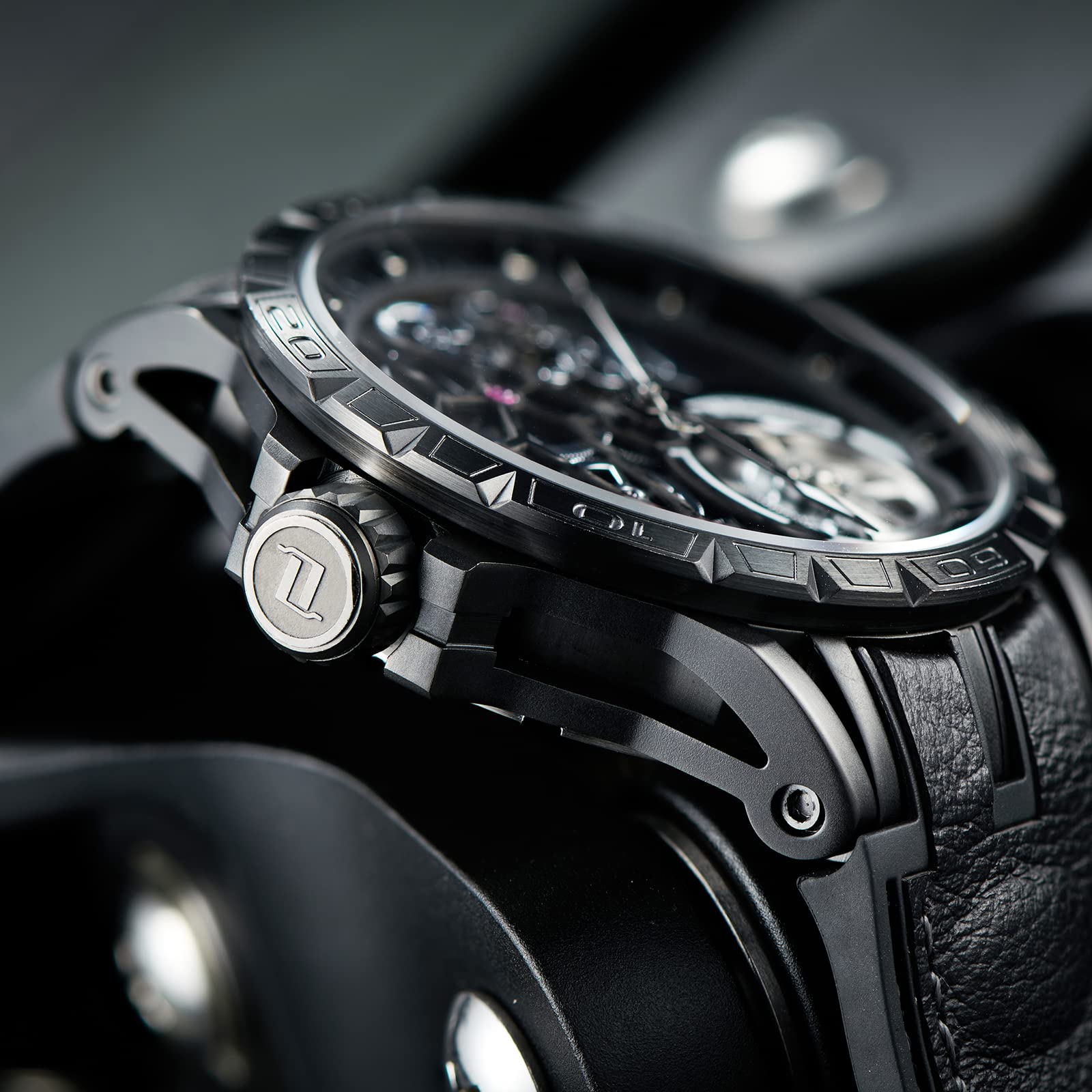 Top Luxury Designer Automatic Skeleton Dial Steel Watch - Genuine Leather Strap for Men, Perfect for Business, Formal Events & Everyday Wear