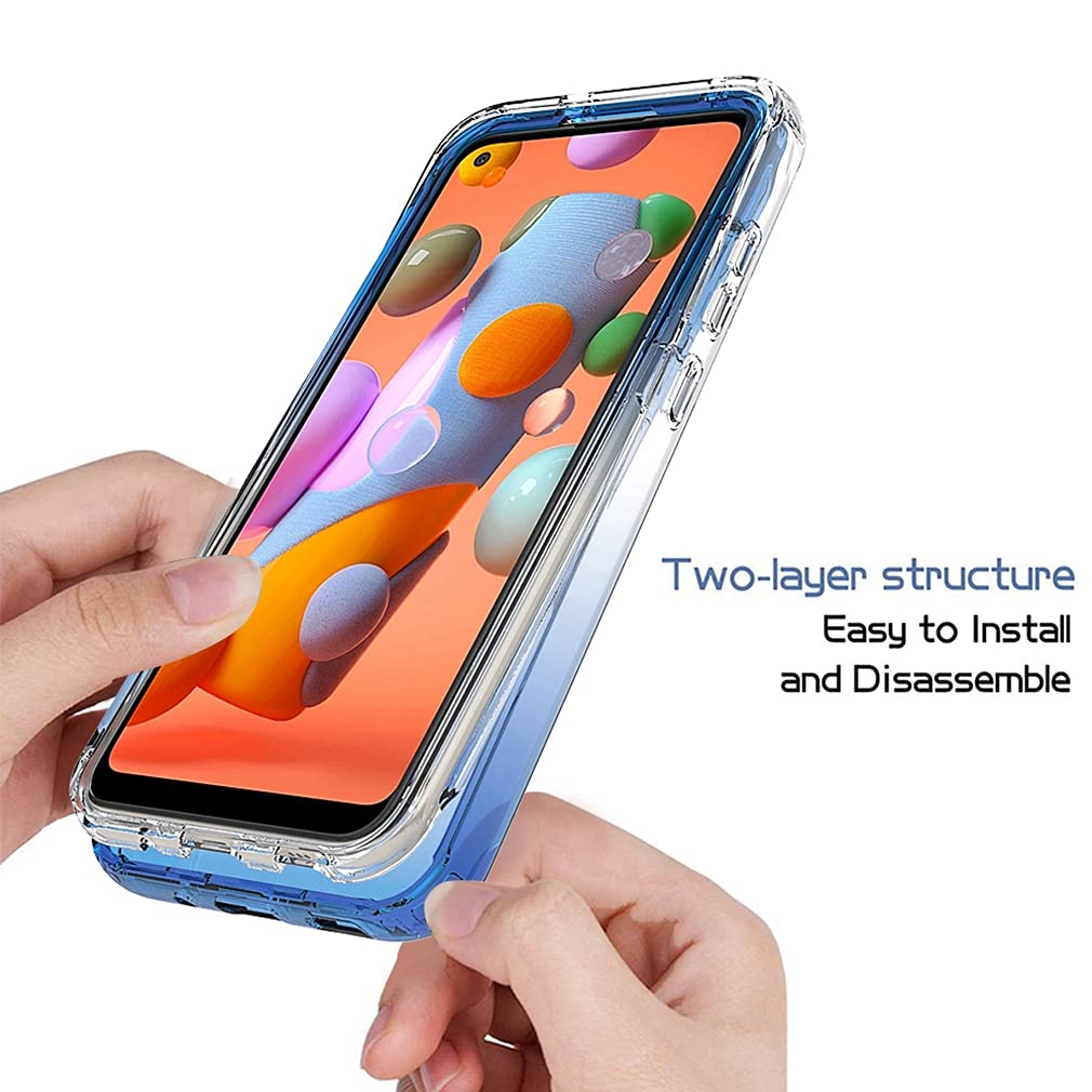 **Samsung Galaxy A11 Phone Case for Women - Clear Shockproof Full Body Protective Cover with Hard PC Shell & Soft TPU Bumper - Perfect for Everyday Use, Work, and Travel (Blue)**