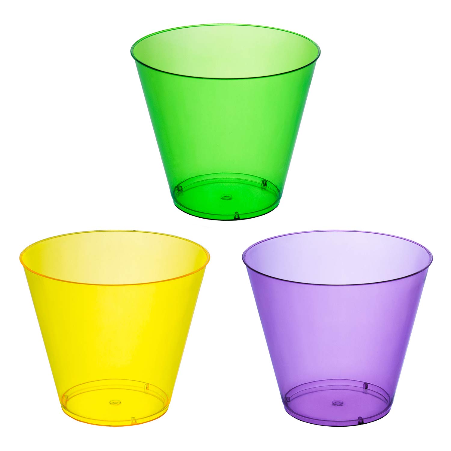 50-Pack 9oz Hard Plastic Party Cups - Mardi Gras Mix Colors, Disposable Tumblers for Parties, Events & Celebrations - Perfect for Halloween, Christmas, New Year & Birthday Gatherings