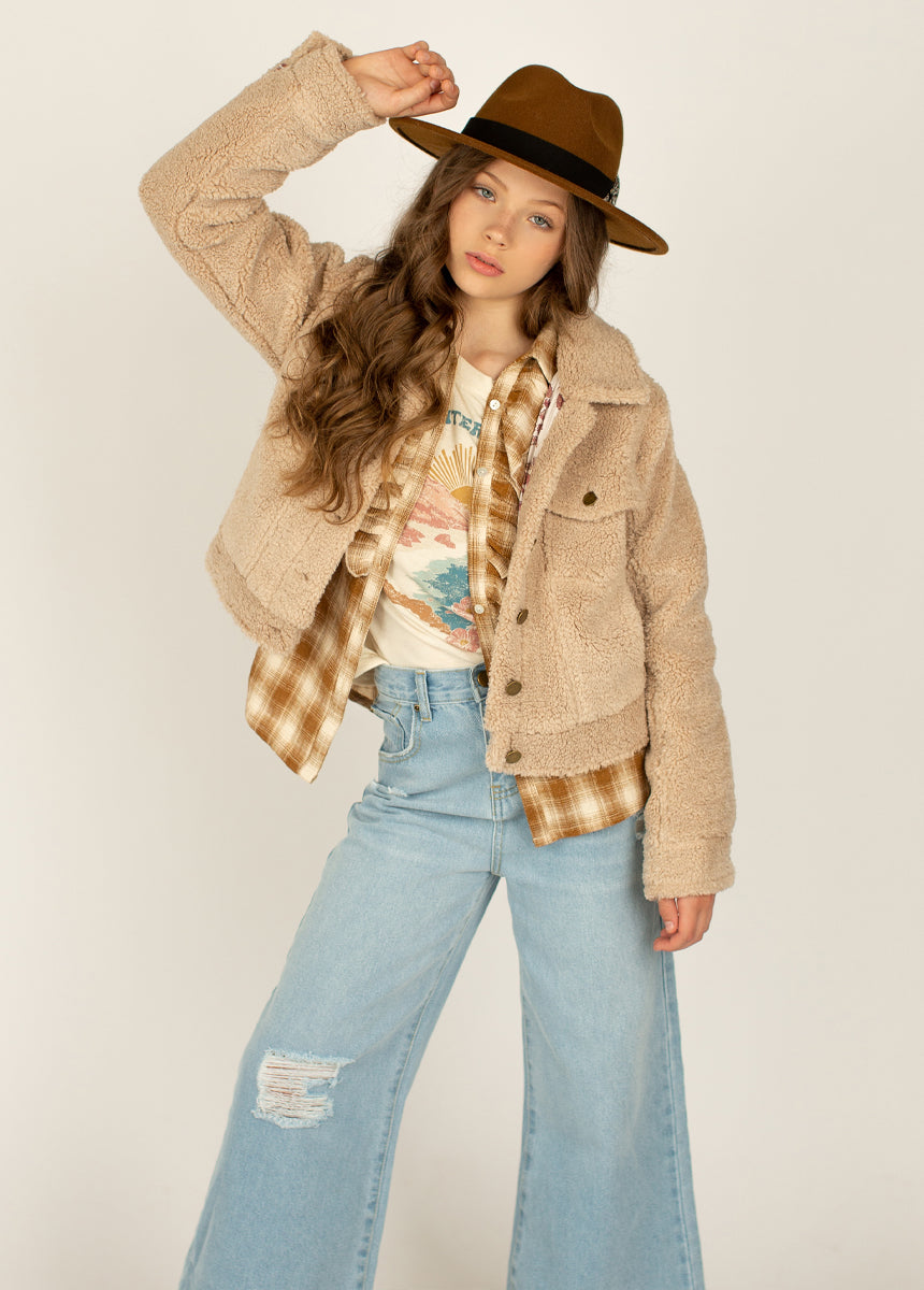 Taylor Women's Plaid Button-Up Top in Ochre - Casual Fall Shirt for Work, Outings & Layering