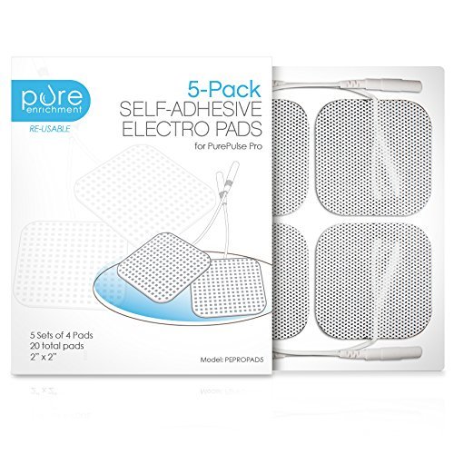 PurePulse Pro TENS Unit Massager Pads – Premium 5-Pack of 4 Square, Self-Adhesive 2” x 2” Replacement Electrode Pads (Total of 20 Pads) for Pain Relief, Muscle Recovery & Physical Therapy