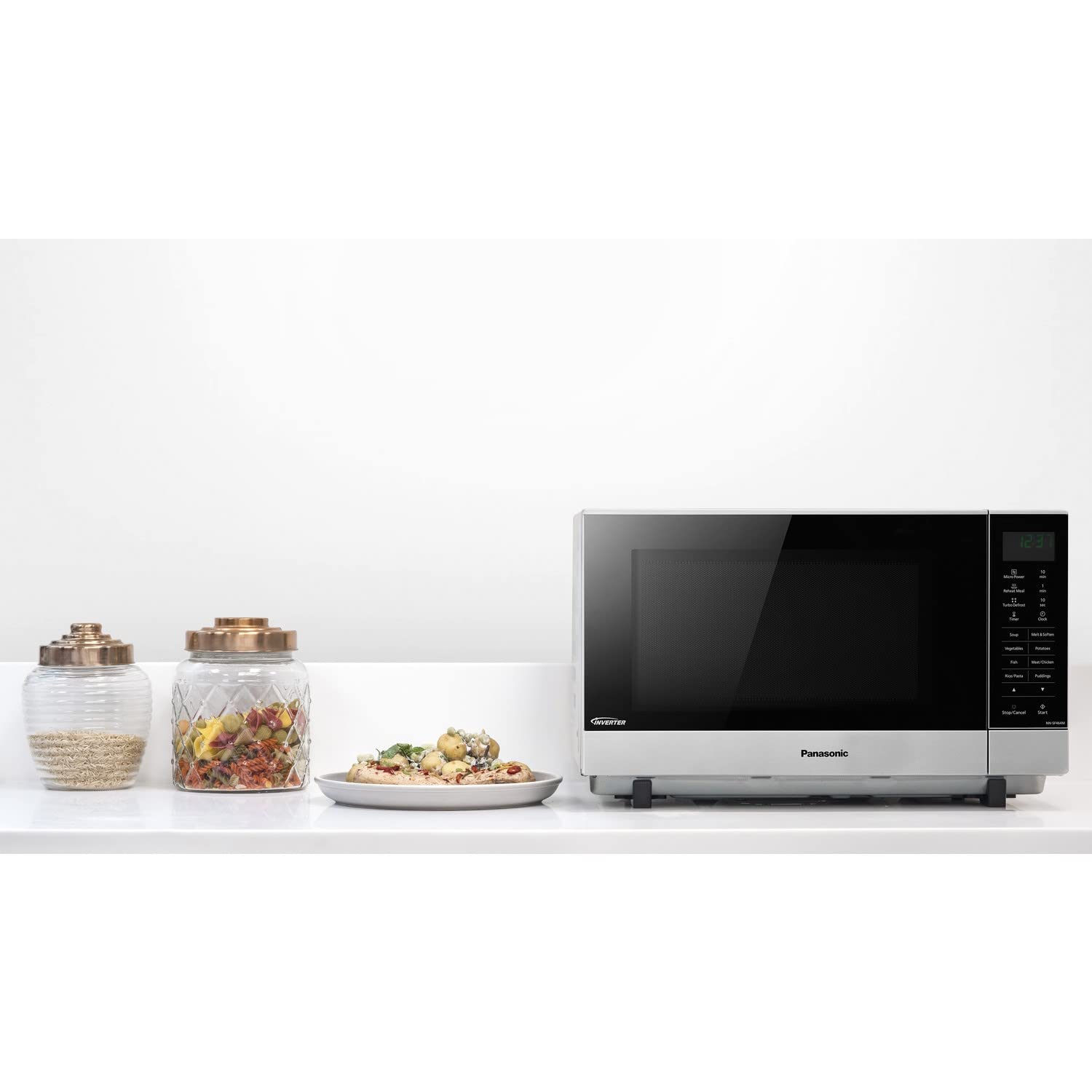 Panasonic NN-SF464MBPQ 27L Silver Countertop Microwave Oven - Perfect for Small Kitchens, Dorms & Office Break Rooms