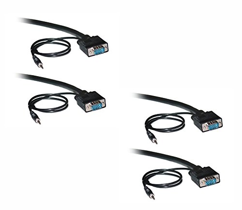 50ft VGA SVGA Monitor Cable with Audio - HD15 Male to Male & 3.5mm Stereo - 2 Pack for Home Theater, Gaming & Office Setup (15 Meters Long)