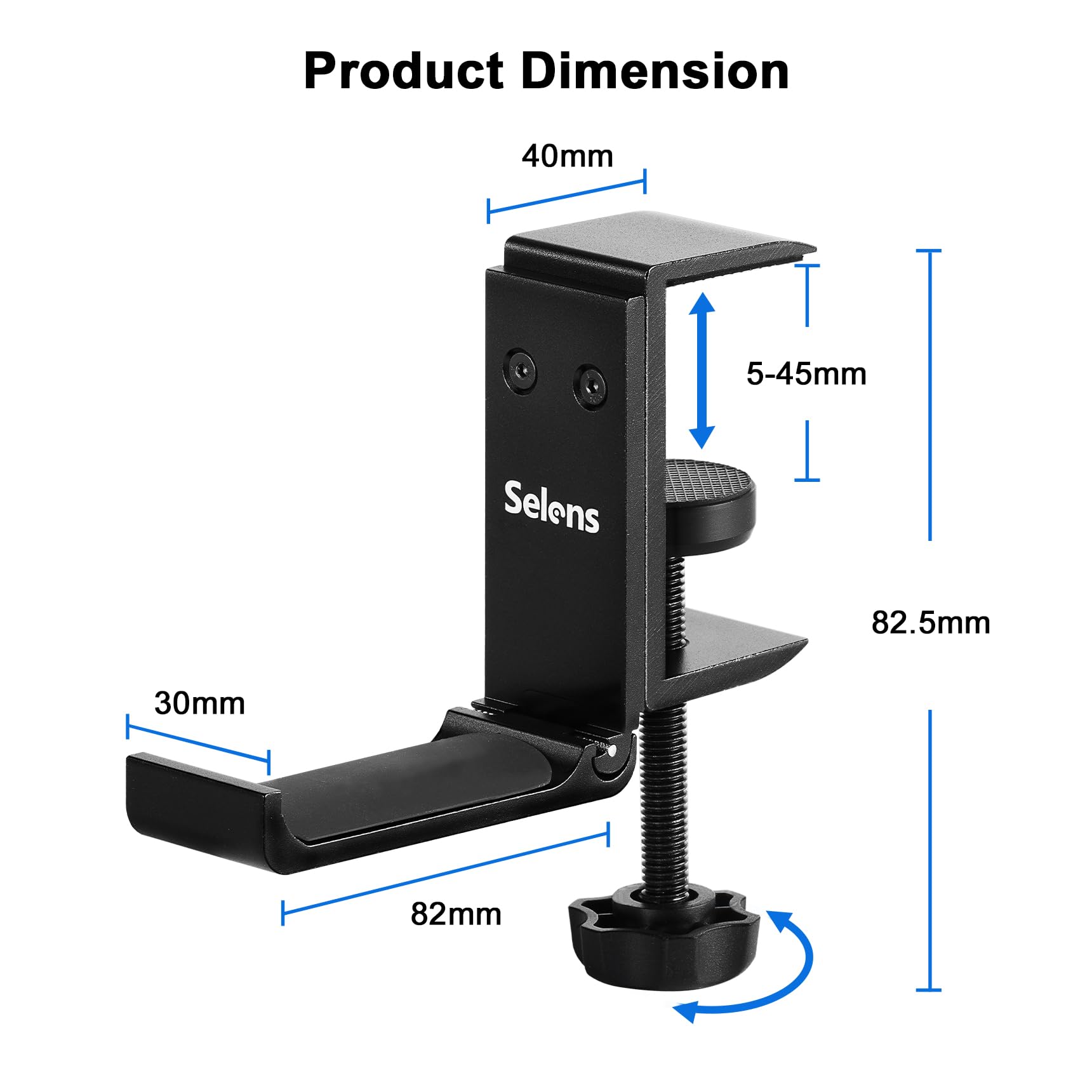 Selens Foldable Headphone Holder - Space Saving Aluminum Headset Hanger for Gaming & Over-Ear Headphones, Universal PC Desk Stand for Soundbars & Headsets - Perfect for Home Office, Gaming Setup & Workspace Organization