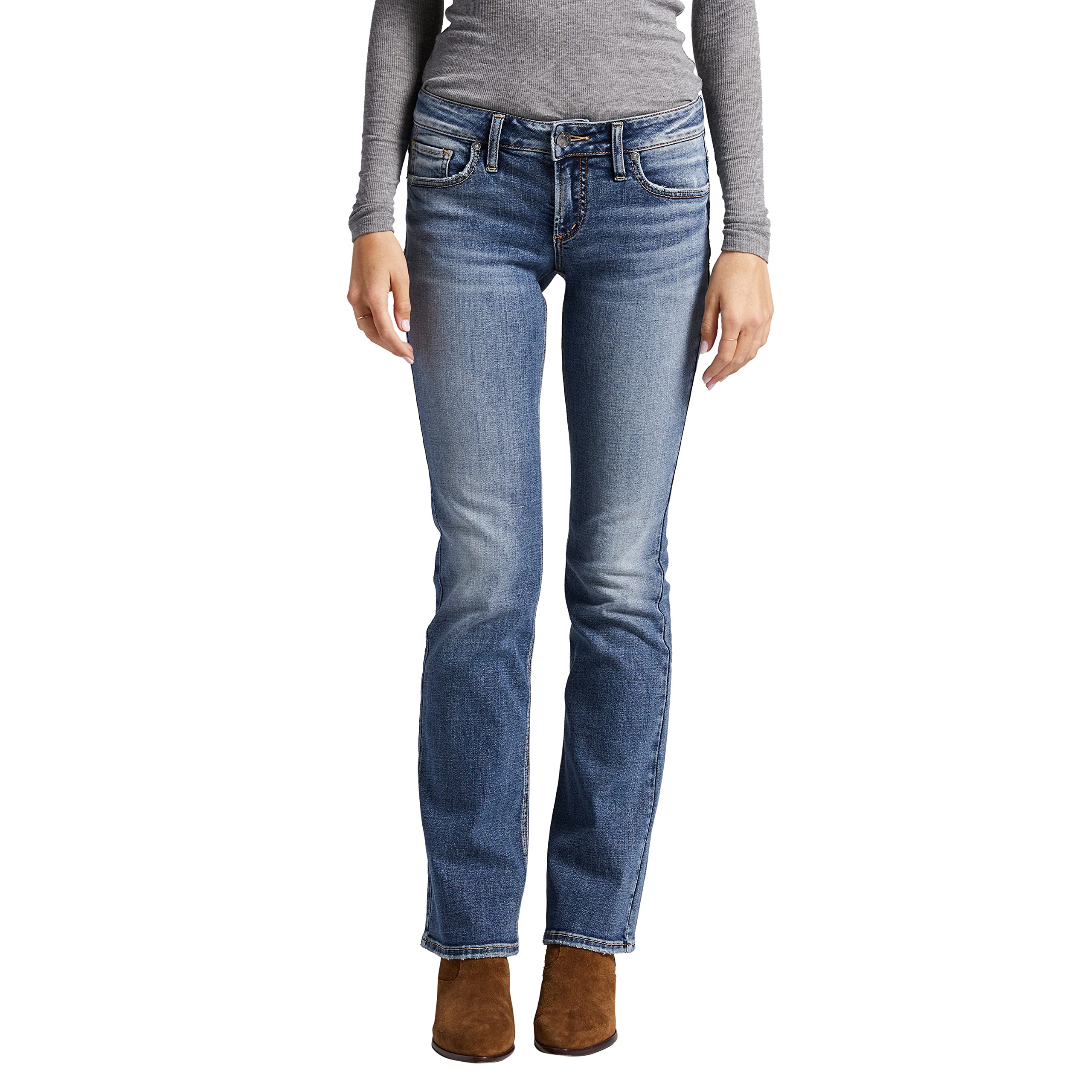 Silver Jeans Co. Women's Britt Low Rise Slim Bootcut Jeans - Stylish & Comfortable Denim for Casual Wear, Work & Night Out