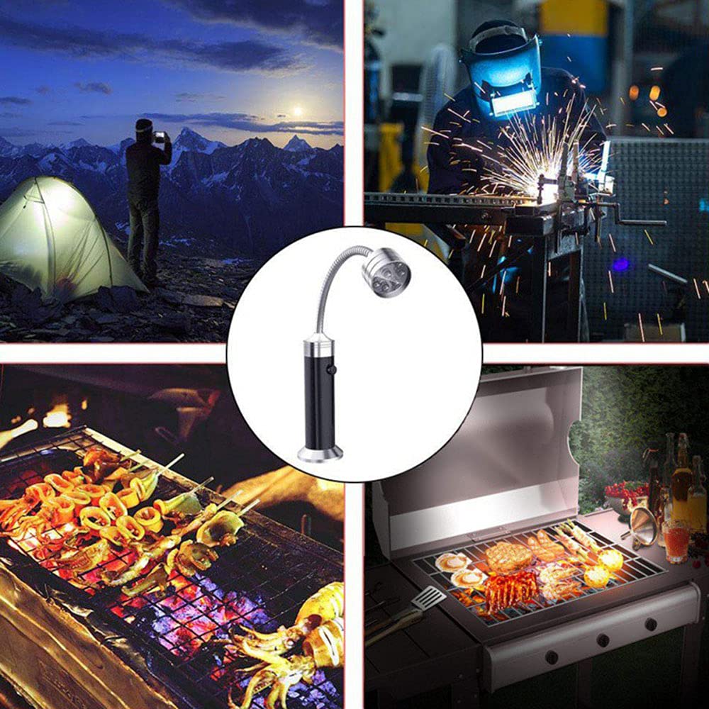 TopHomer 2-Pack Magnetic BBQ Grill Lights with Ultra-Bright LED - 360° Adjustable Gooseneck for Gas, Charcoal & Electric Grills - Perfect for Outdoor Cooking, Camping & Garage Lighting