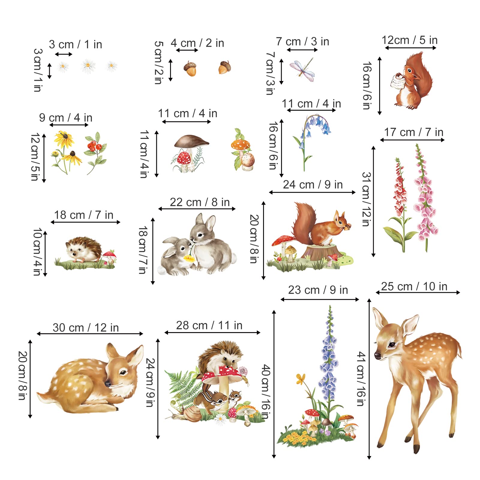 Woodland Animal Wall Decals - Deer, Rabbit & Squirrel Stickers for Kids Room & Nursery Decor | Easter, Baby Shower & Birthday Party Wall Art