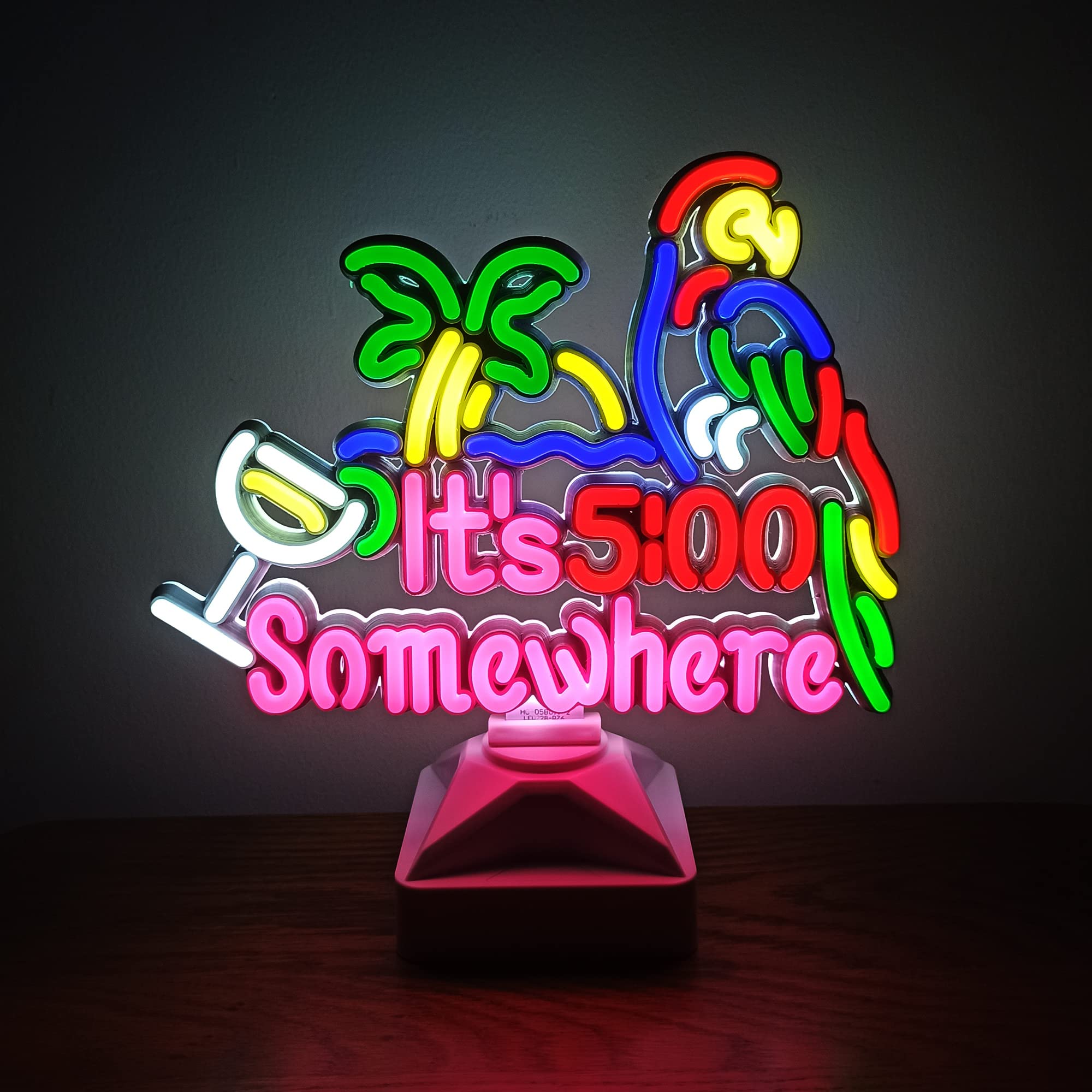 Vibrant Parrot Desktop Neon Sign - Colorful Night Light for Bars, Clubs, Bedrooms & Hotels | Perfect for Pubs, Cafes, Weddings & Birthday Parties | Unique Gift Idea for Home & Office Decor