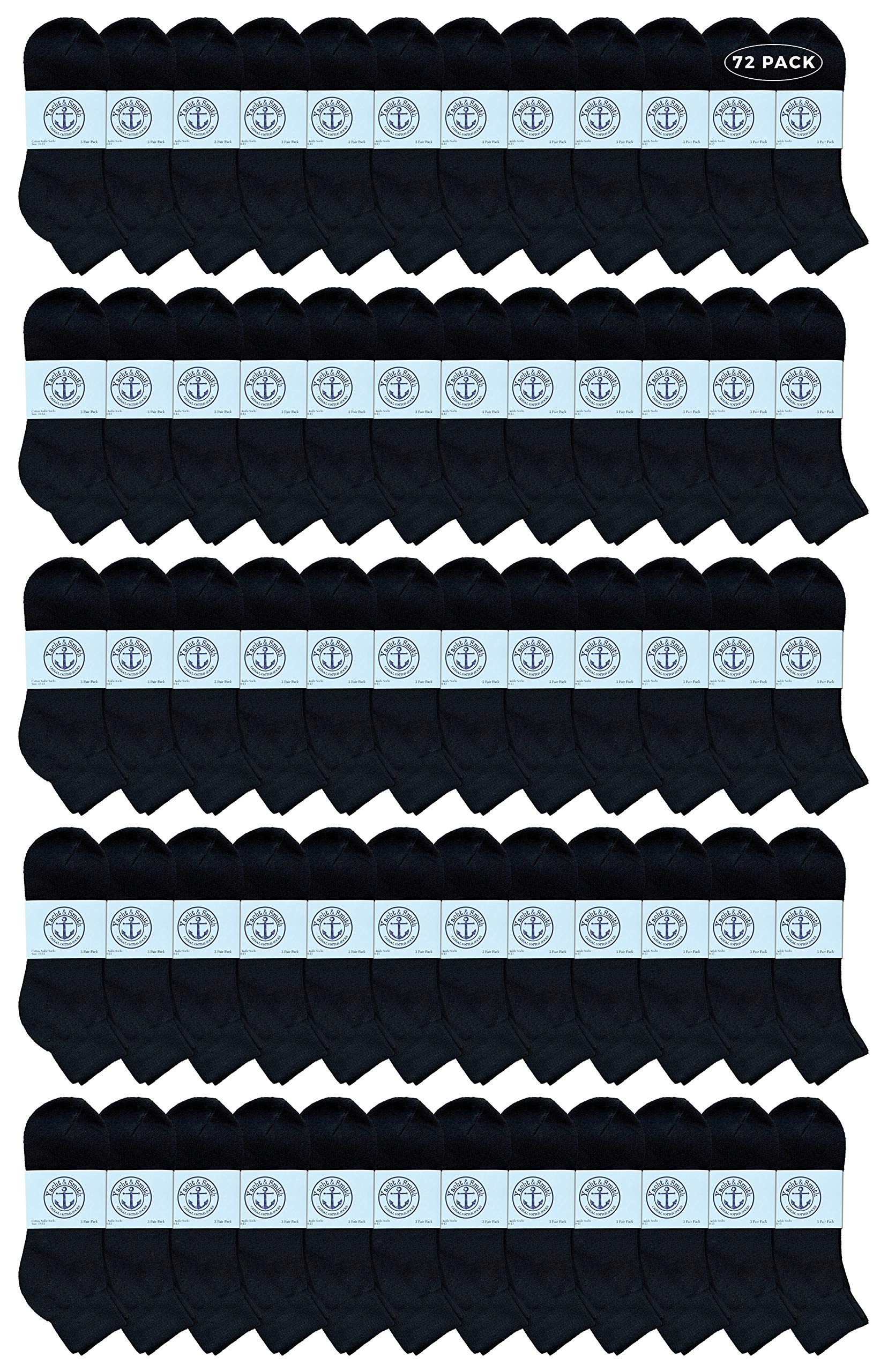 Yacht & Smith Men's Cotton Athletic Mid Ankle Socks - Bulk Pack (Size 10-13) - Breathable Sports Socks for Running, Gym & Casual Wear