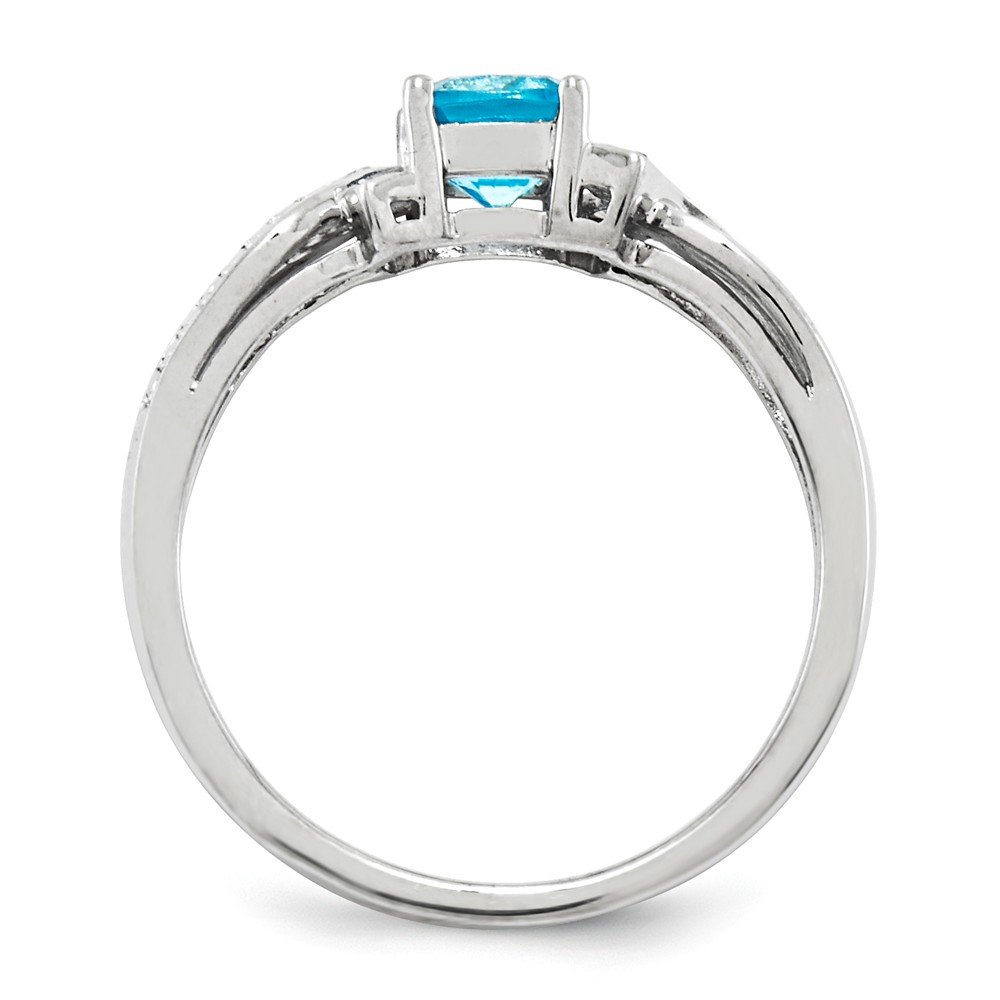 925 Sterling Silver Swiss Blue Topaz & Diamond Ring for Engagement