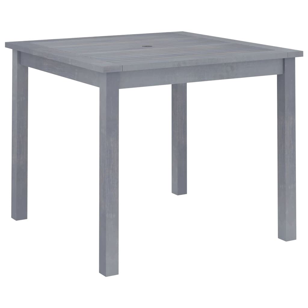 vidaXL Solid Acacia Wood Square Patio Dining Table - Rustic Outdoor Garden Furniture with Umbrella Hole - Gray Wash Finish - Easy to Assemble - Perfect for Backyard BBQs, Poolside Dining & Terrace Gatherings