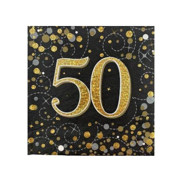 Sparkling Fizz Birthday Napkins - Elegant Gold & Black Party Napkins for Birthday Celebrations, Weddings & Special Events