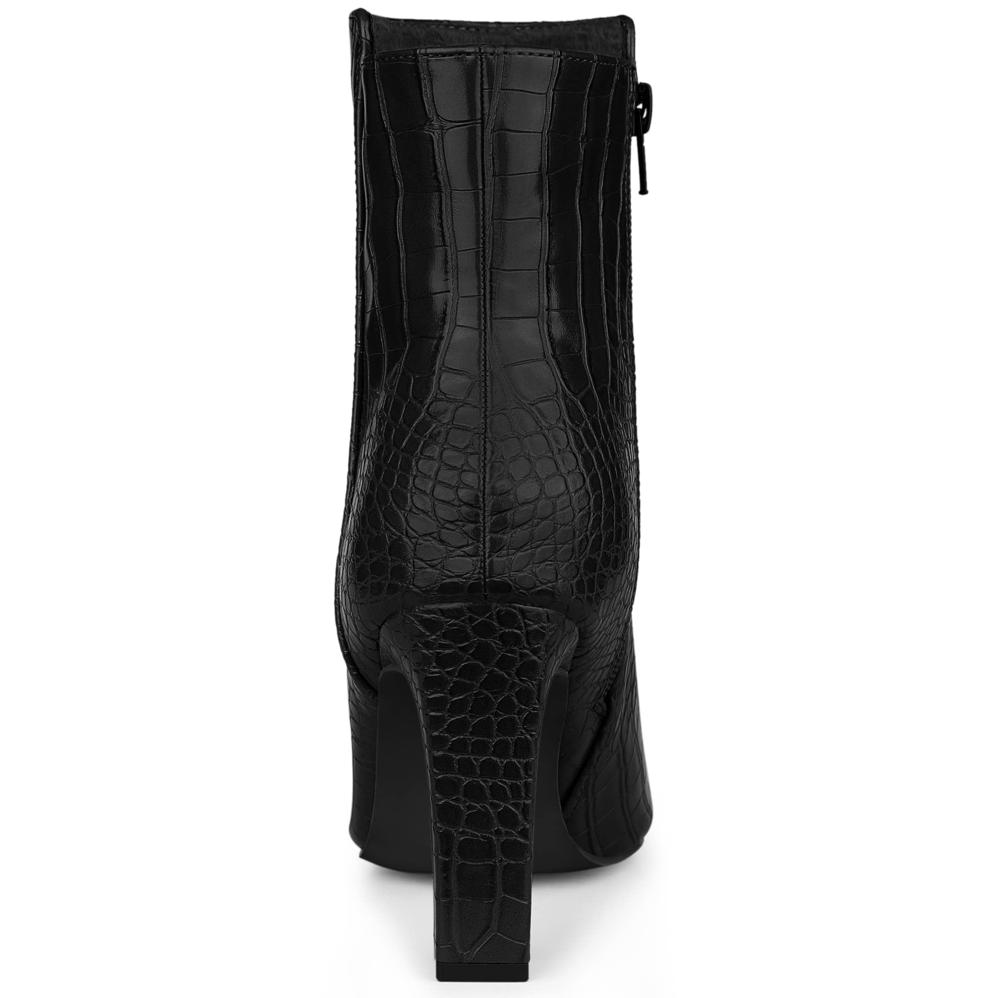 Allegra K Women's Printed Pointed Toe Chunky Heel Ankle Boots - Stylish Fall & Winter Fashion for Office, Party & Night Out