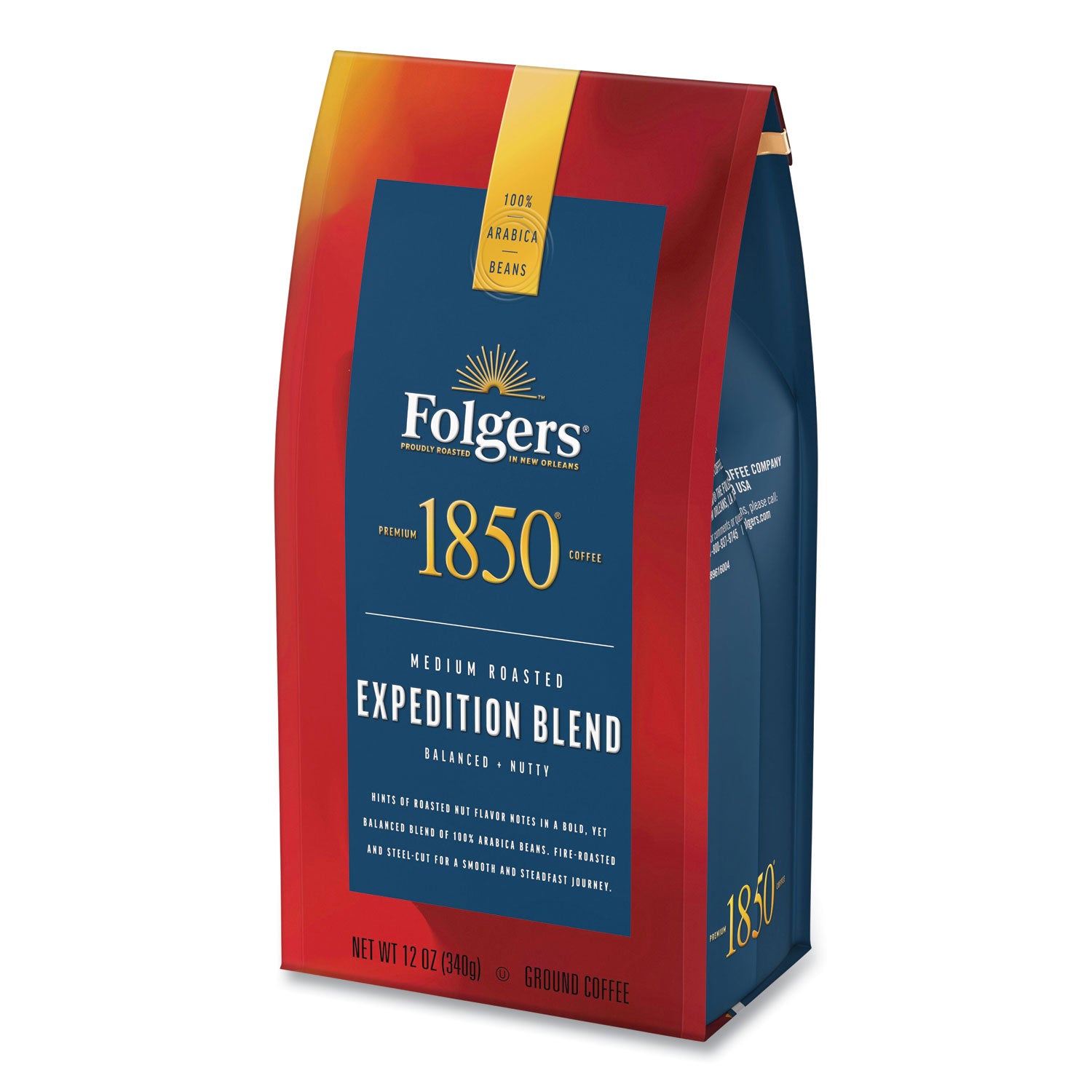 1850 Coffee - Expedition Blend Medium Roast Ground Coffee (12 oz Bag) - Perfect for Camping, Hiking & Outdoor Adventures