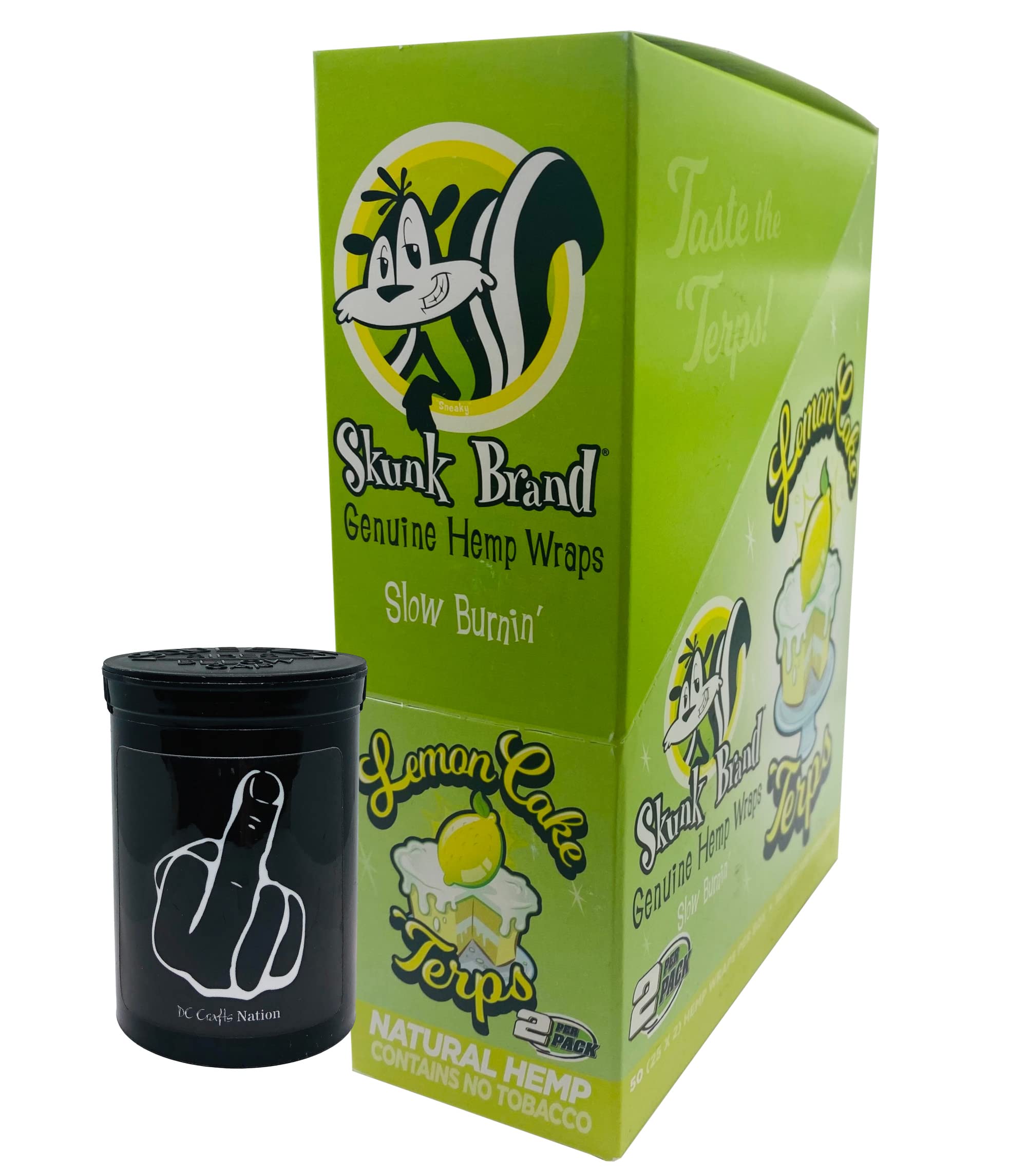 DC Crafts Nation Child-Resistant Fresh Kettle with Skunk Brand Lemon Cake Wraps - 25 Count Box | Discreet Storage for Herbs & Spices | Perfect for Travel & Home Use