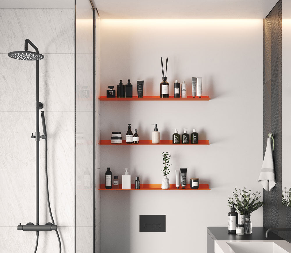 Bender FM 1 Metal Wall Shelf - Industrial Style Floating Shelves for Home & Office Organization - Perfect for Living Room, Bedroom, Kitchen Storage & Display