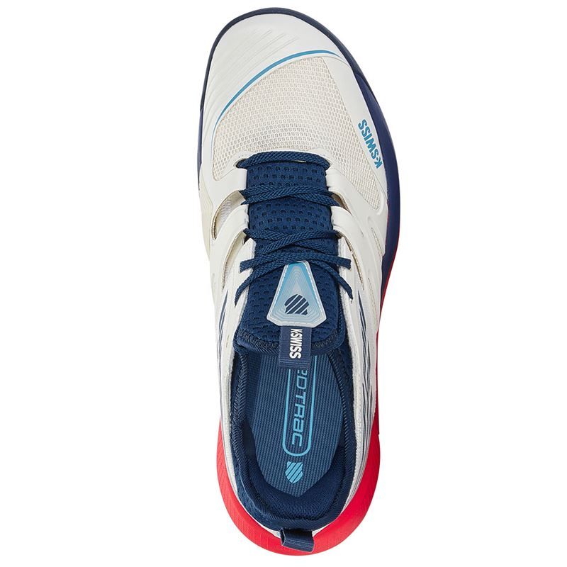 K Swiss SpeedTrac Men's Tennis Shoes - White & Blue Athletic Shoes for Men | Perfect for Tennis, Running & Casual Wear