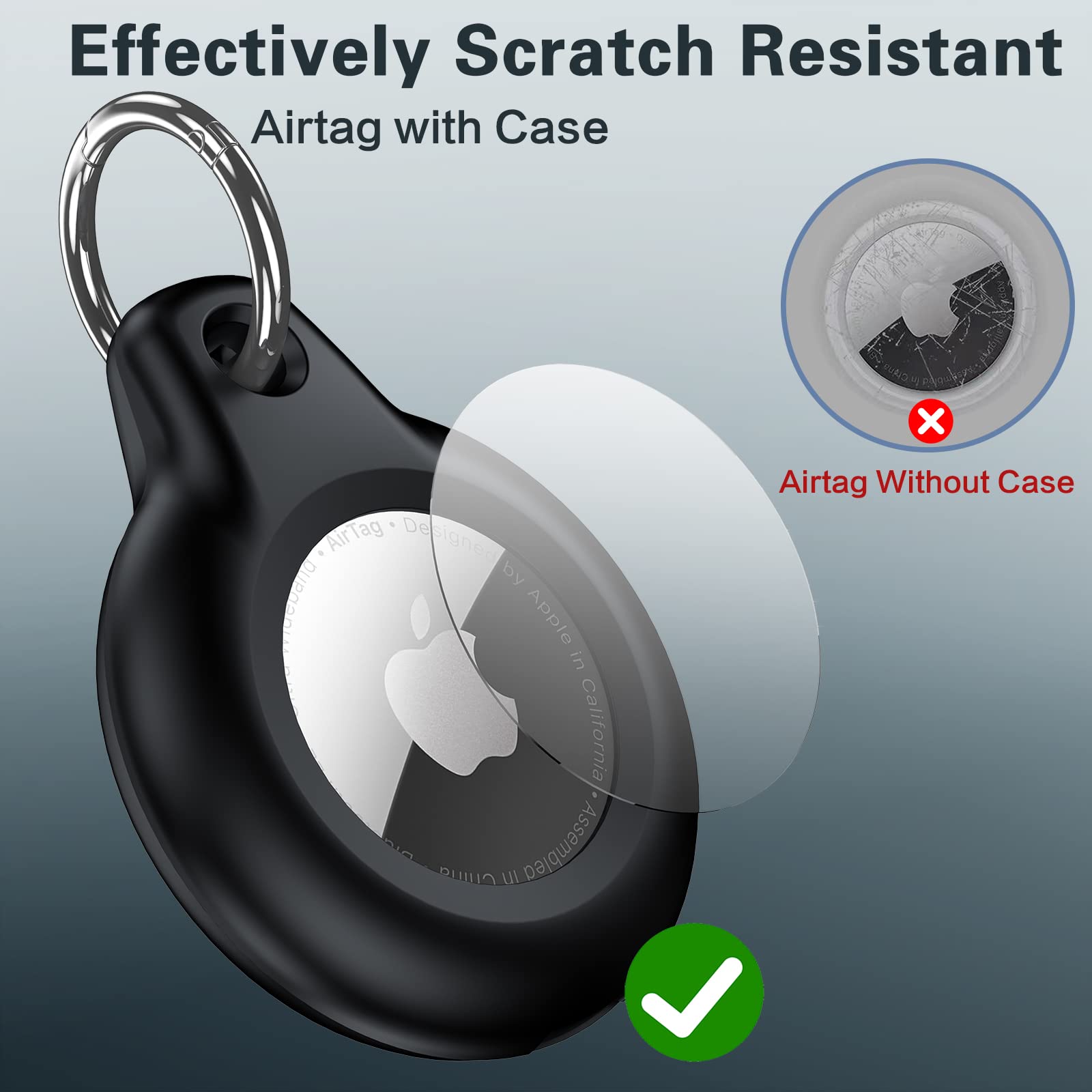 Waterproof & Shockproof Airtag Keychain Case (2 Pack) - Anti-Scratch Apple AirTag Holder with Key Ring for Dog Collar, Wallet, Luggage Tracking - Black & Blue | Perfect for Travel, Pets & Everyday Item Security