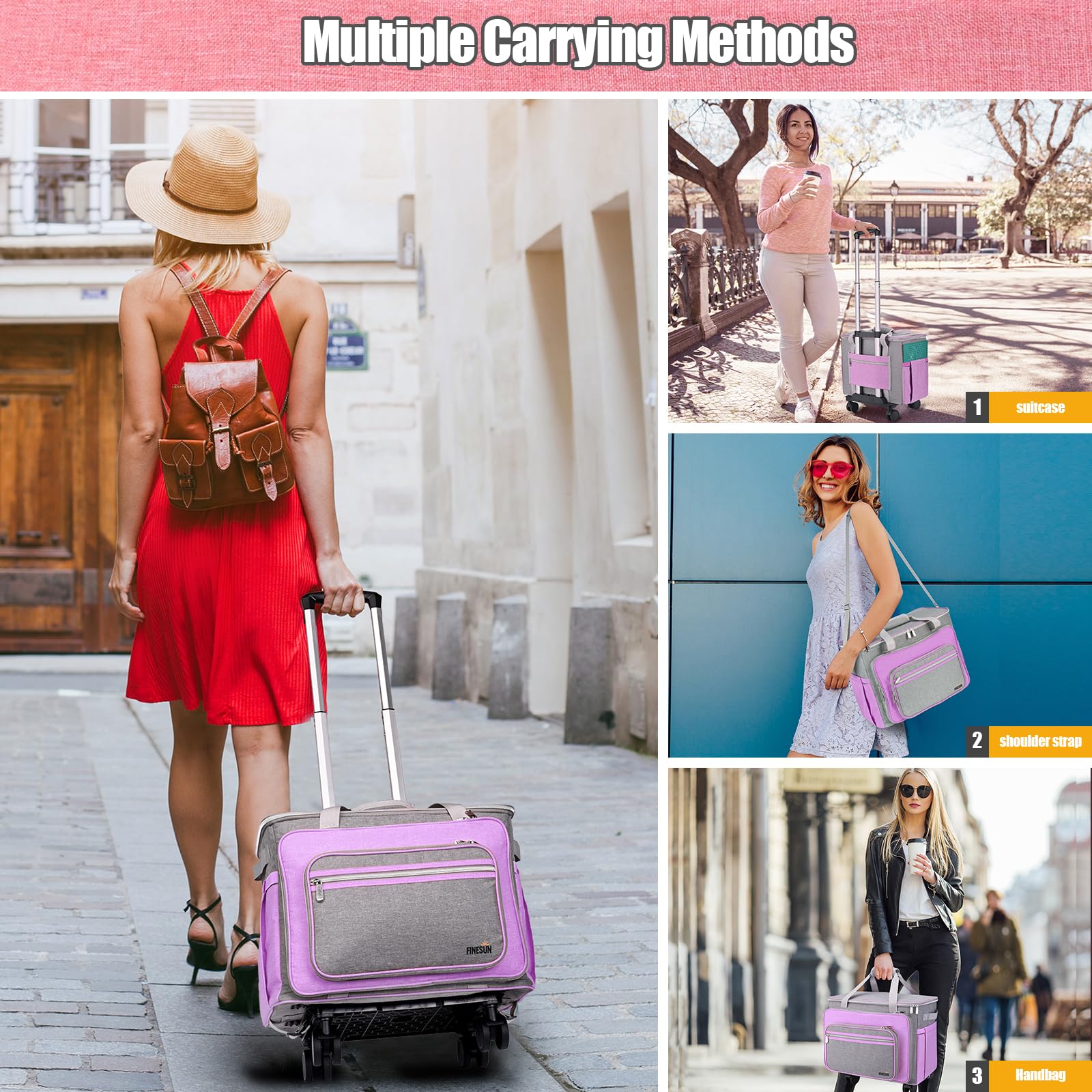 Multifunctional Rolling Teacher Bag with Detachable Dolly - Wheeled Briefcase for Work, Office, Teaching & Craft Supplies | Perfect for Educators, Professionals & DIY Enthusiasts
