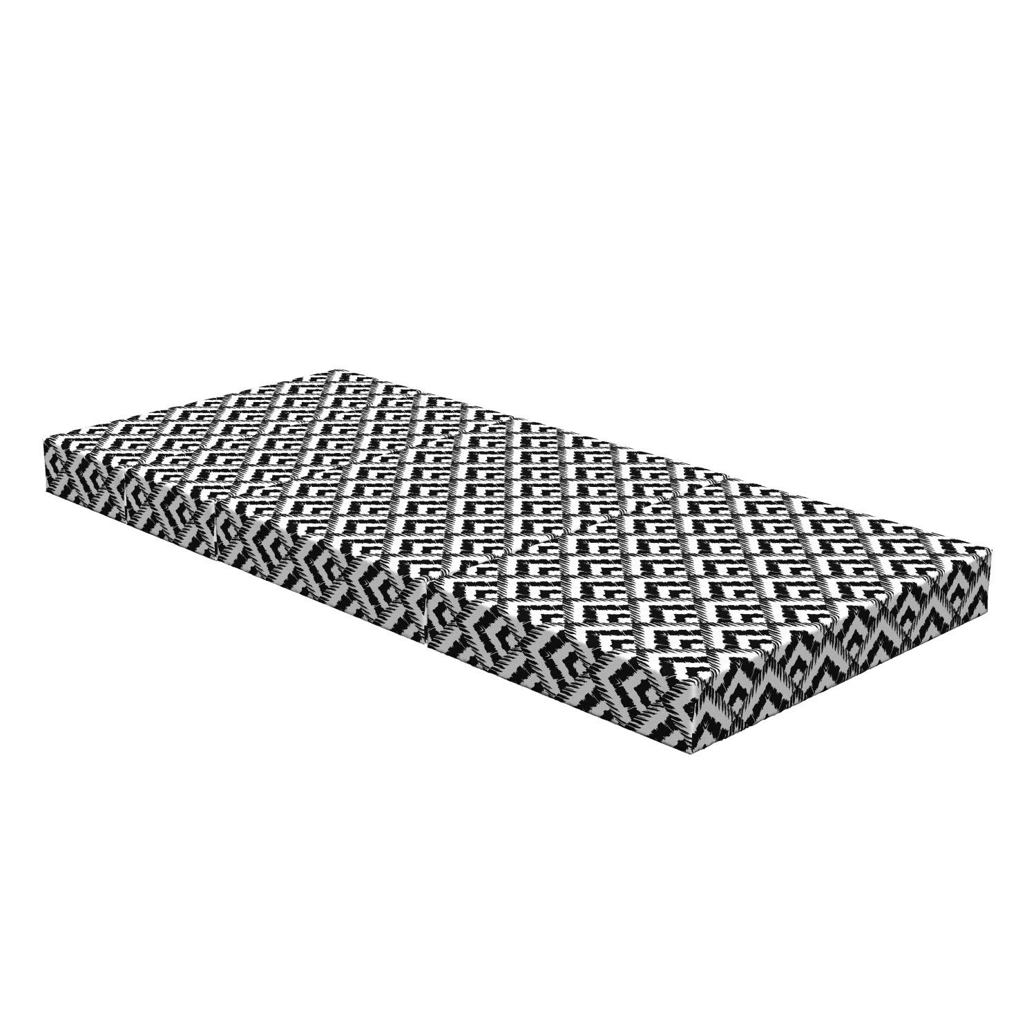 Ambesonne Black and White Foldable Mattress - Chevron Lines Design, 74.8