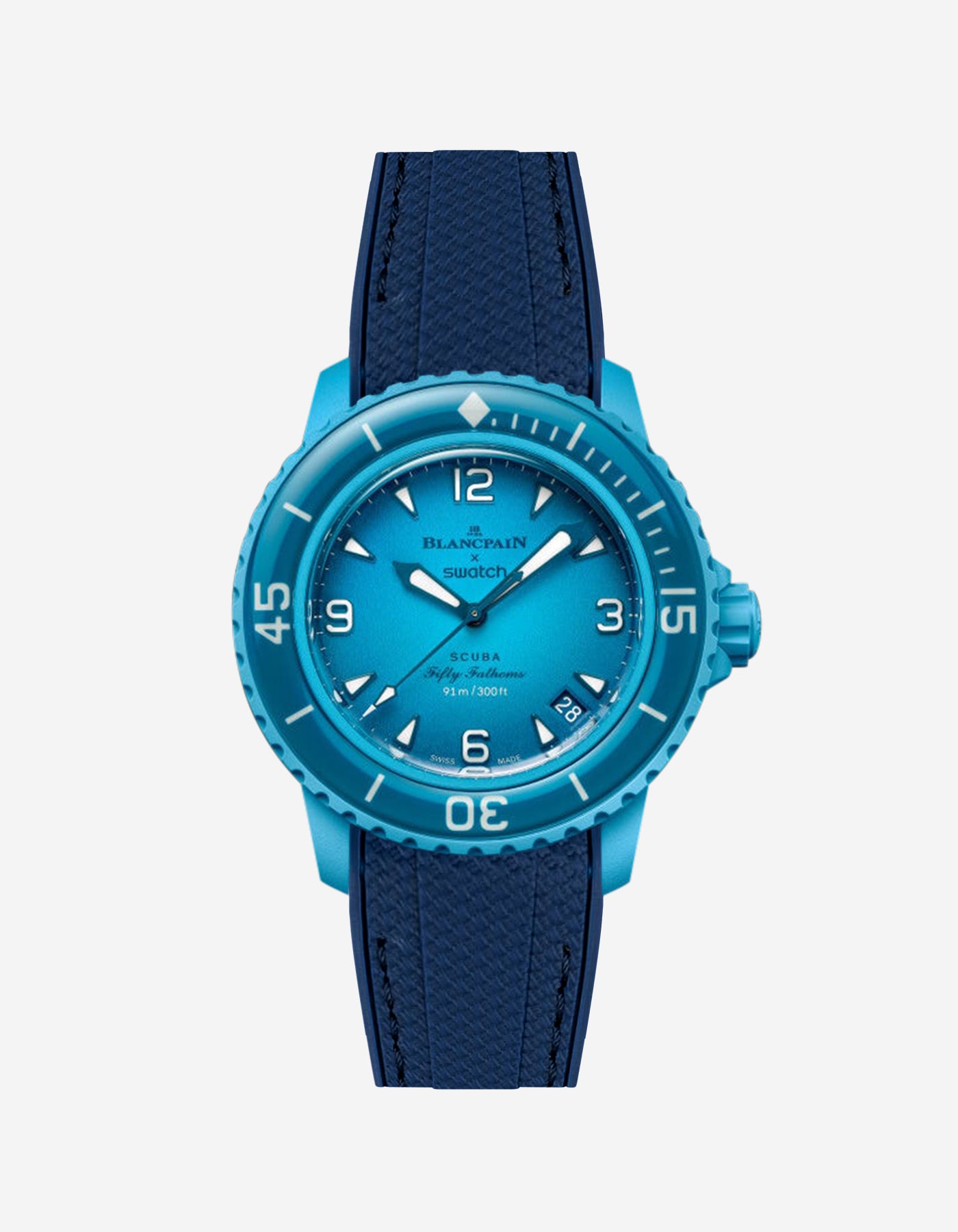 Premium Rubber Watch Strap for Blancpain x Swatch Blue Lagoon - Durable & Comfortable Replacement Band for Swimming, Diving & Everyday Wear