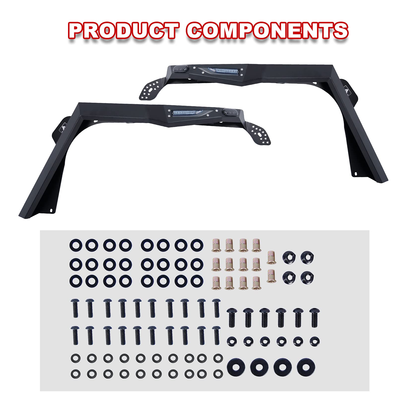 NIXON OFFROAD Front Fender Flares for 2018-2021 Jeep Wrangler JL with LED Turn Signals | Durable Off-Road Protection for Adventure & Trail Riding