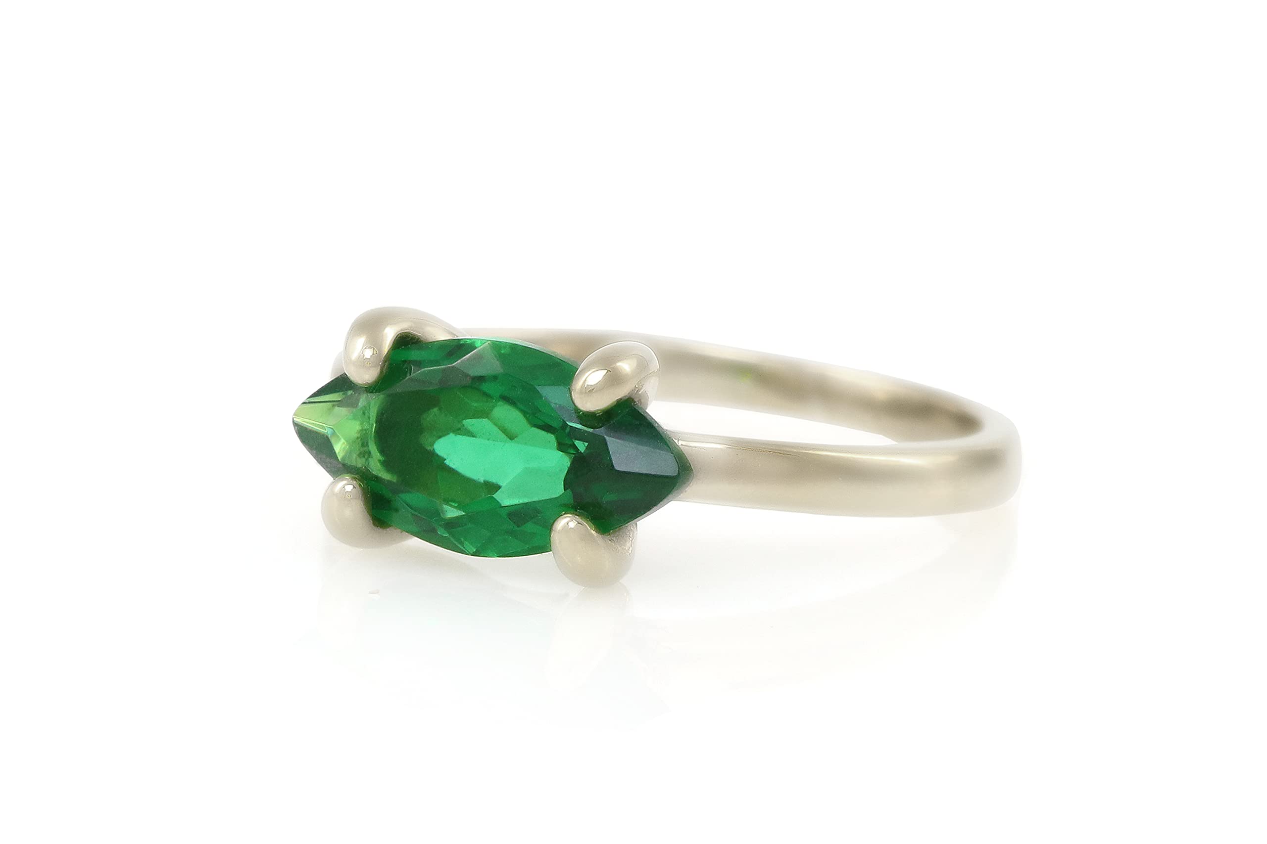 Emerald Marquise Ring for Women - Elegant Horizontal Set Gemstone Ring, Fashionable Custom Jewelry for Engagement, Birthday & Anniversary Gifts | Perfect for Everyday Wear, Date Nights & Special Occasions
