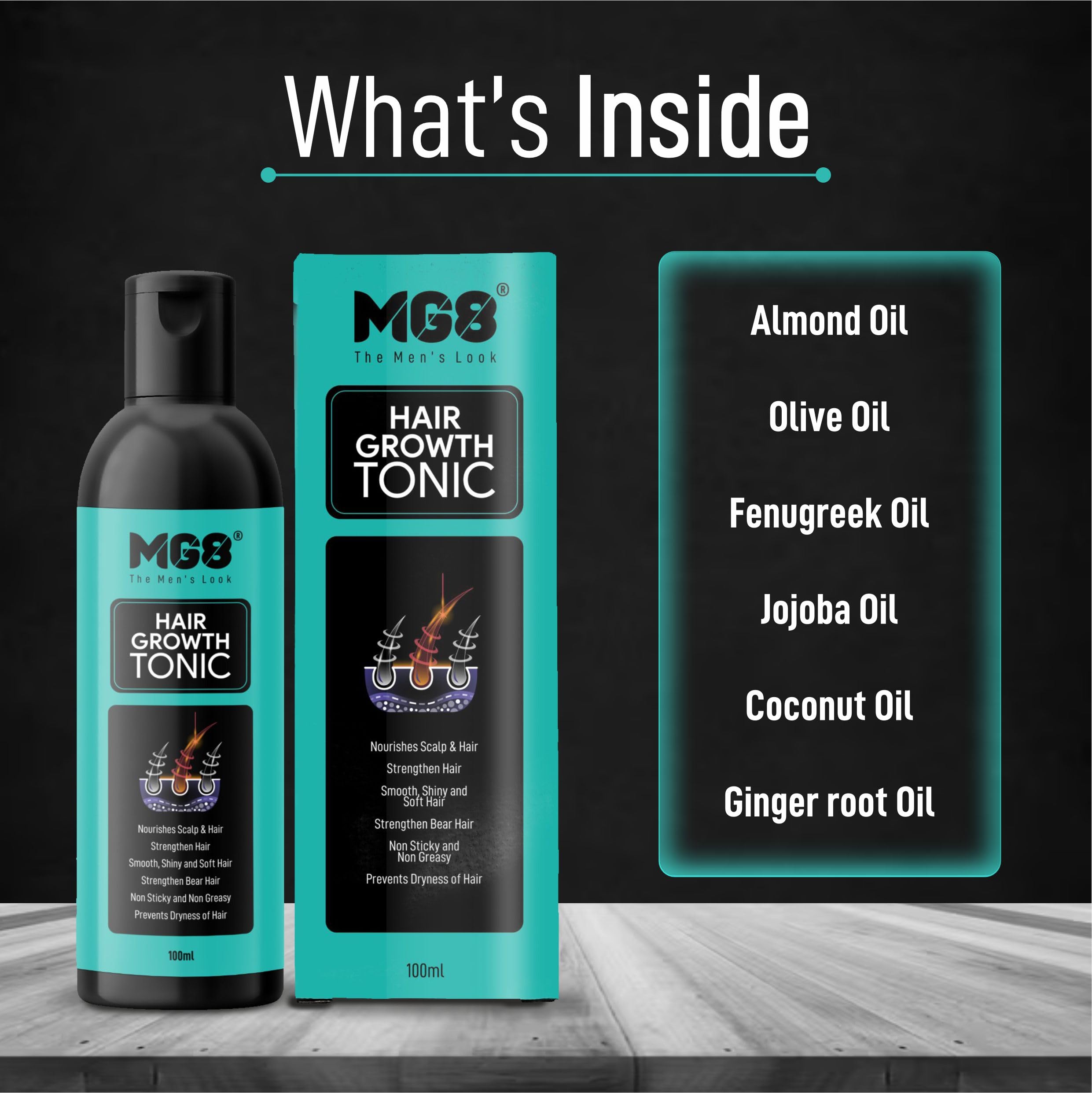 MG8 Hair Growth Tonic 100ML - Natural Hair Serum for Thicker, Stronger Hair | Prevents Hair Loss & Delays Graying | Nourishes Scalp & Promotes Healthy Hair Growth | Paraben-Free Formula | Perfect for Daily Hair Care Routine & Scalp Treatment