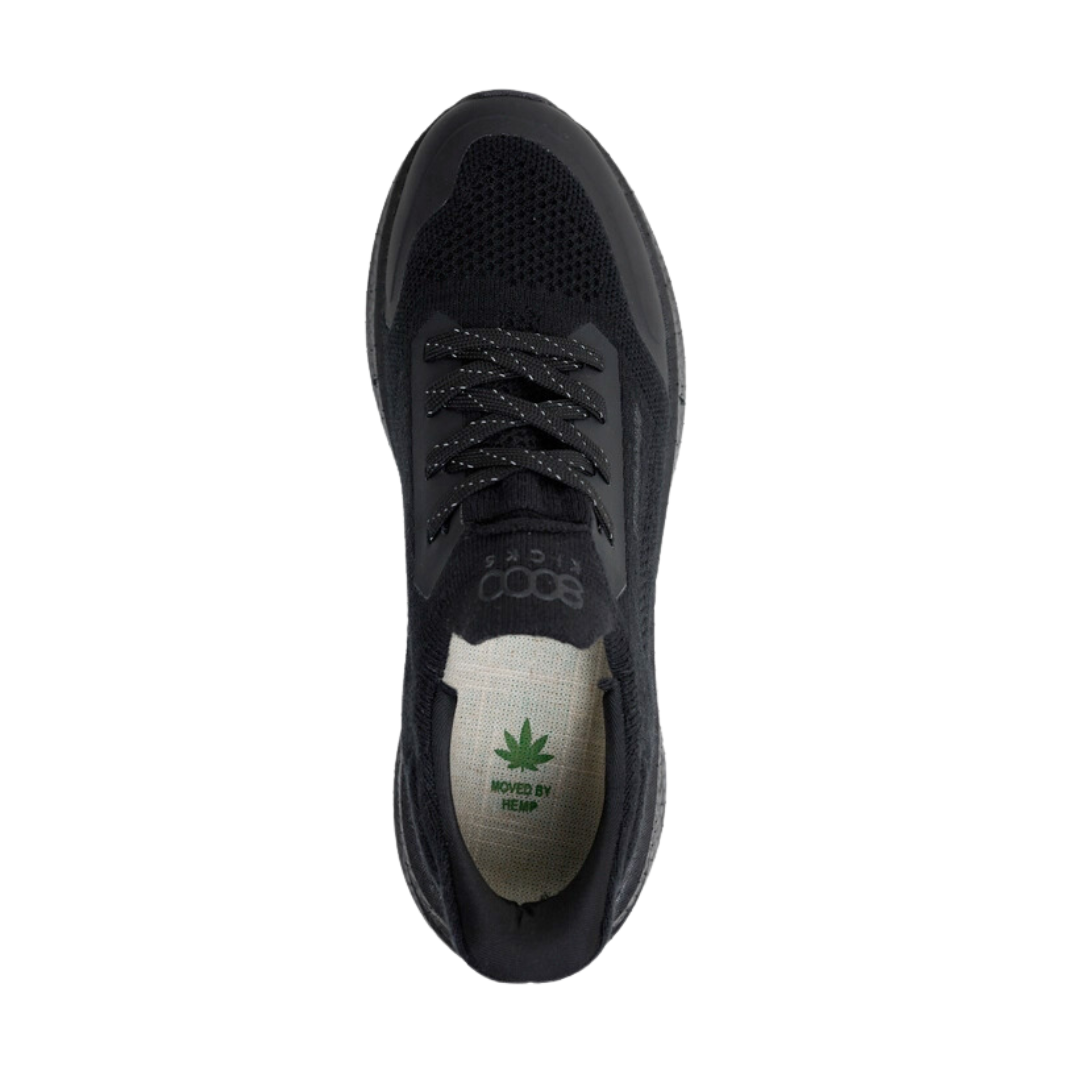 8000Kicks Premium Black Hemp Runner - Eco-Friendly & Durable Sneakers for Men & Women | Perfect for Running, Walking & Casual Wear