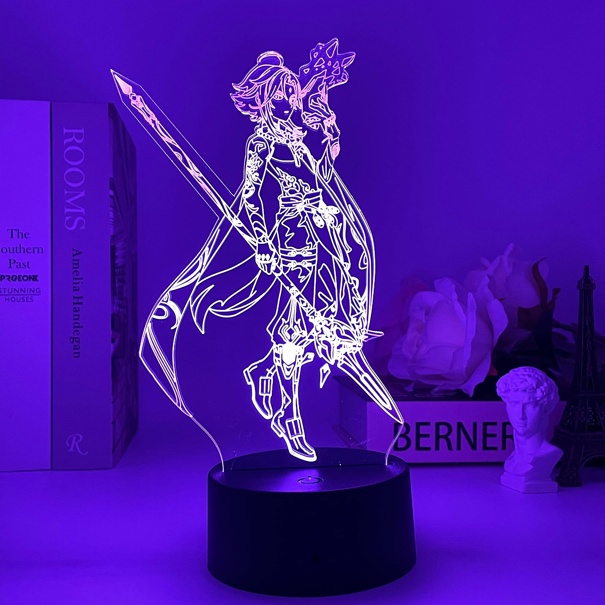 3D LED Anime Xiao Figure Night Light - 16 Color Changing Table Lamp with Remote Control for Bedroom Decor, Gaming Room, and Gift for Anime Fans