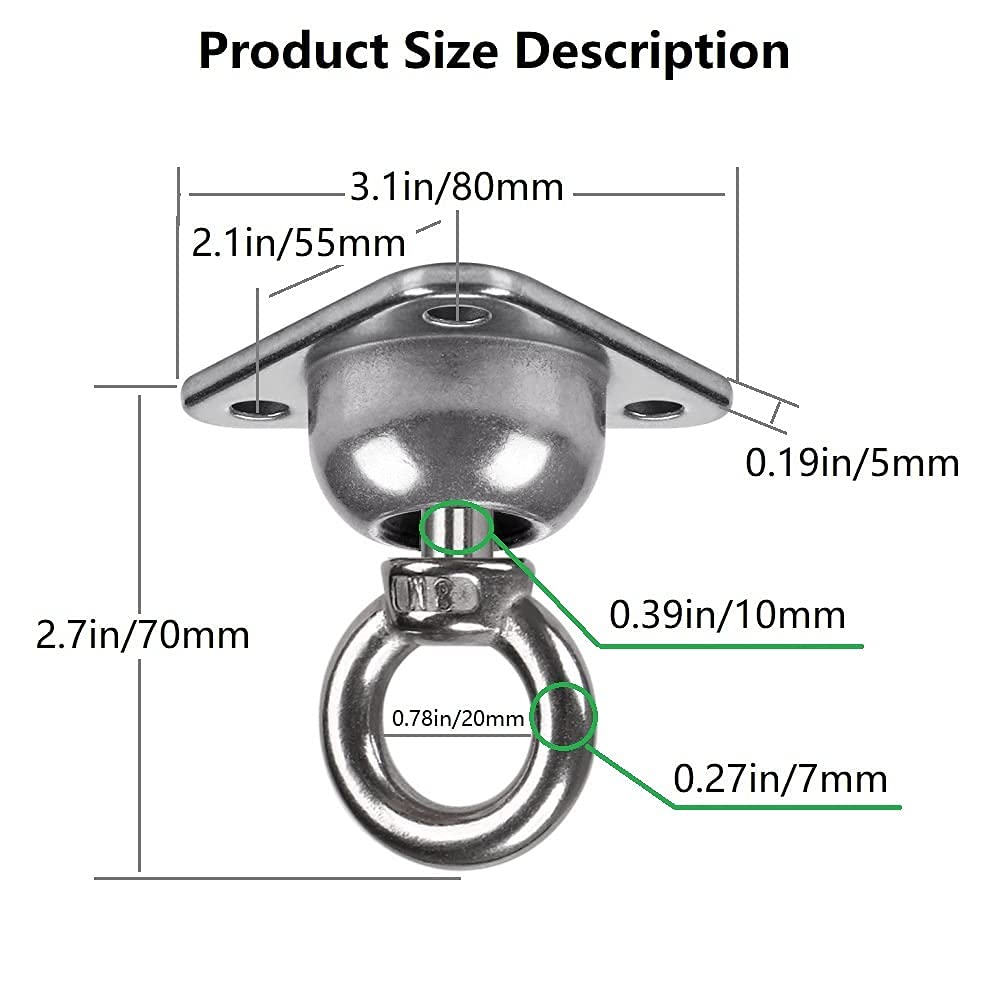 Heavy Duty 360° Rotating Swing Hanger with 30° Swing Motion - Round Shape (Includes 1 Hanger + Installation Accessories) - Perfect for Sandbag Training, Yoga, Aerial Dance, Tire Swings, Pendulum Workouts & More - Indoor/Outdoor Fitness Equipment